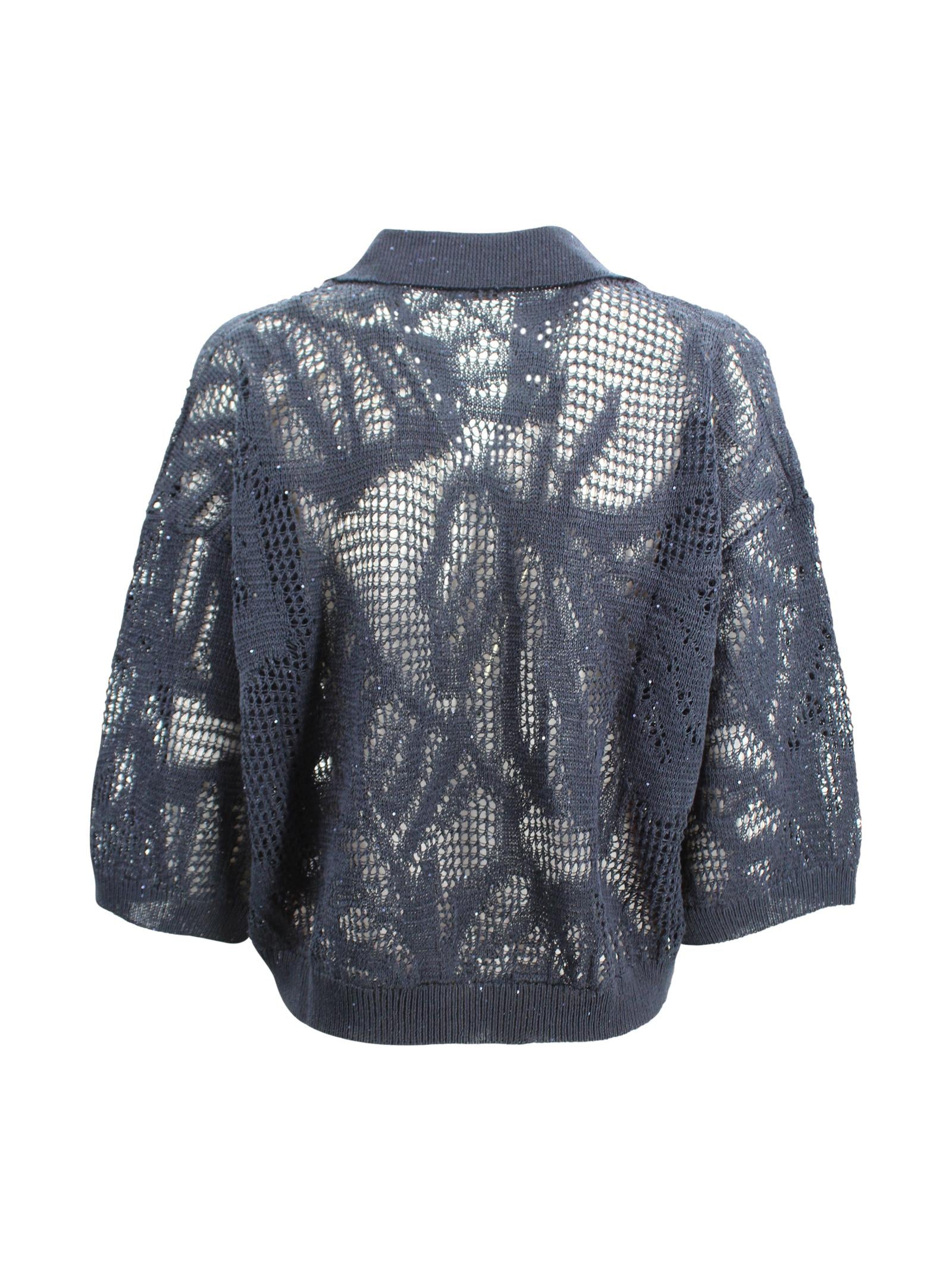 Maglione Blu Scuro con Scollo a V Brunello Cucinelli MDT771005 C4224 