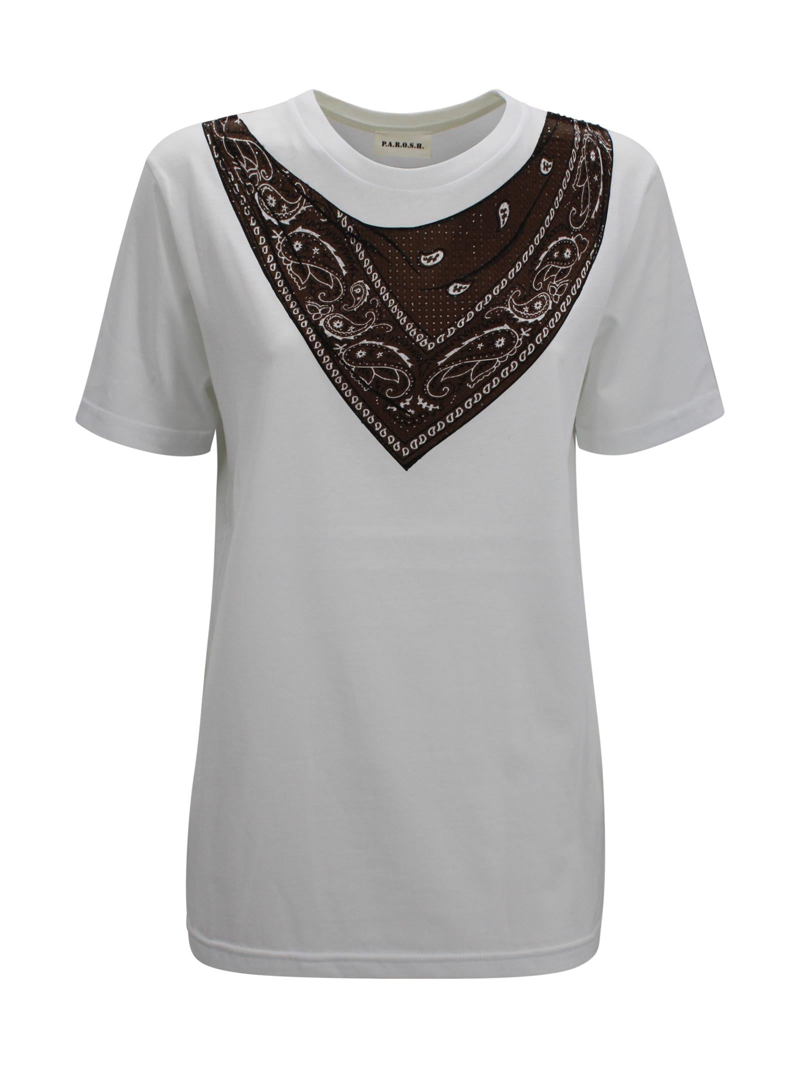 T-shirt bianca con dettaglio bandana P.A.R.O.S.H. D110044 886 