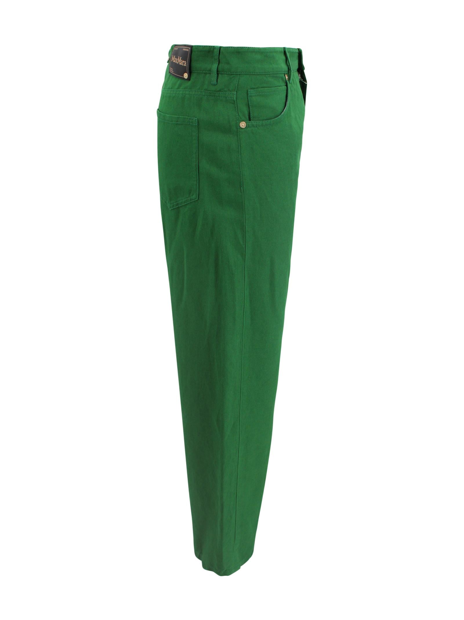 Pantaloni 5 tasche in drill di cotone e lino S MAXMARA 2 2619131083600 003 