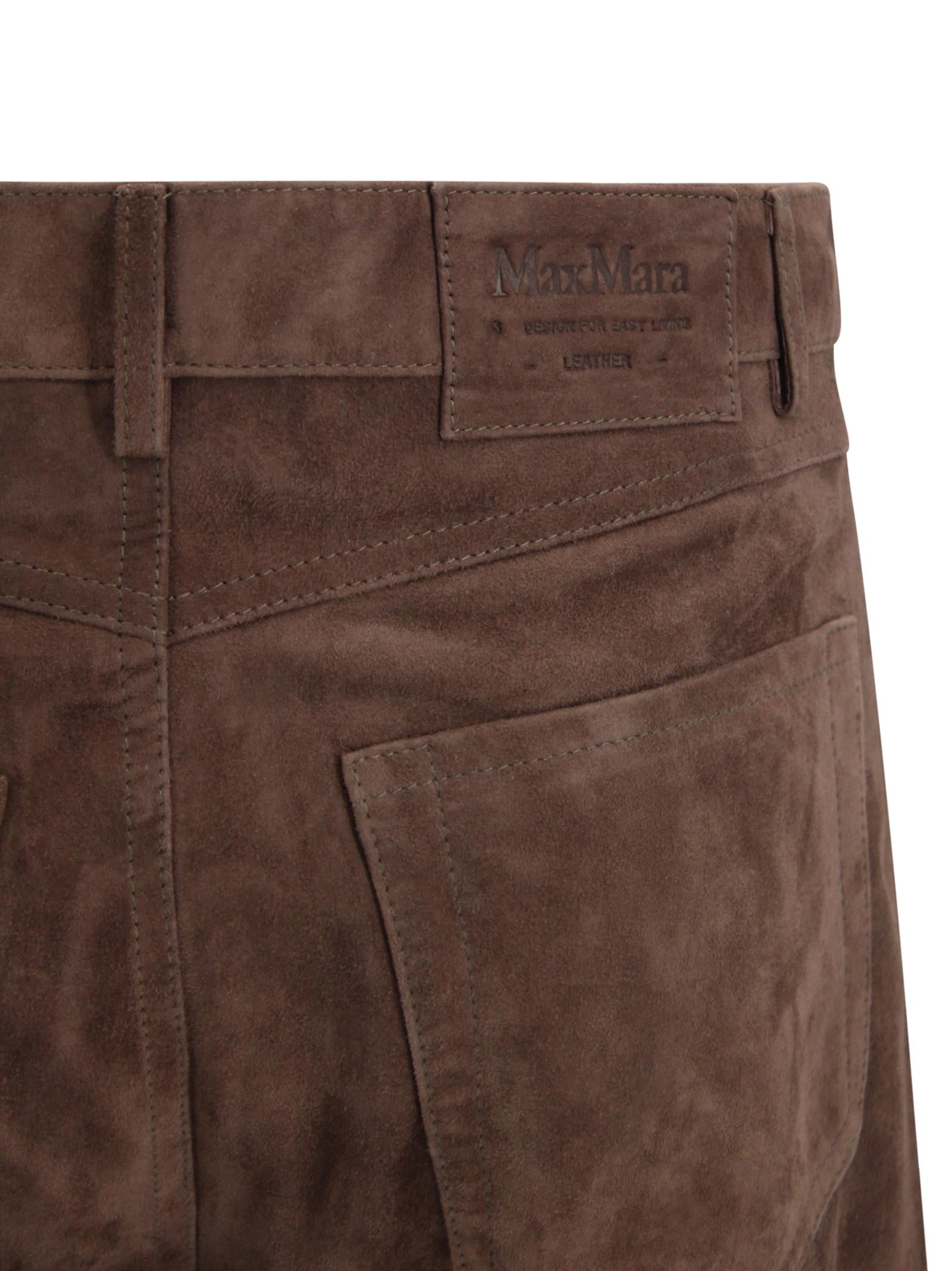 Pantalone Fulmine in pelle scamosciata a vita alta S MAXMARA 1 2619431011600 002 