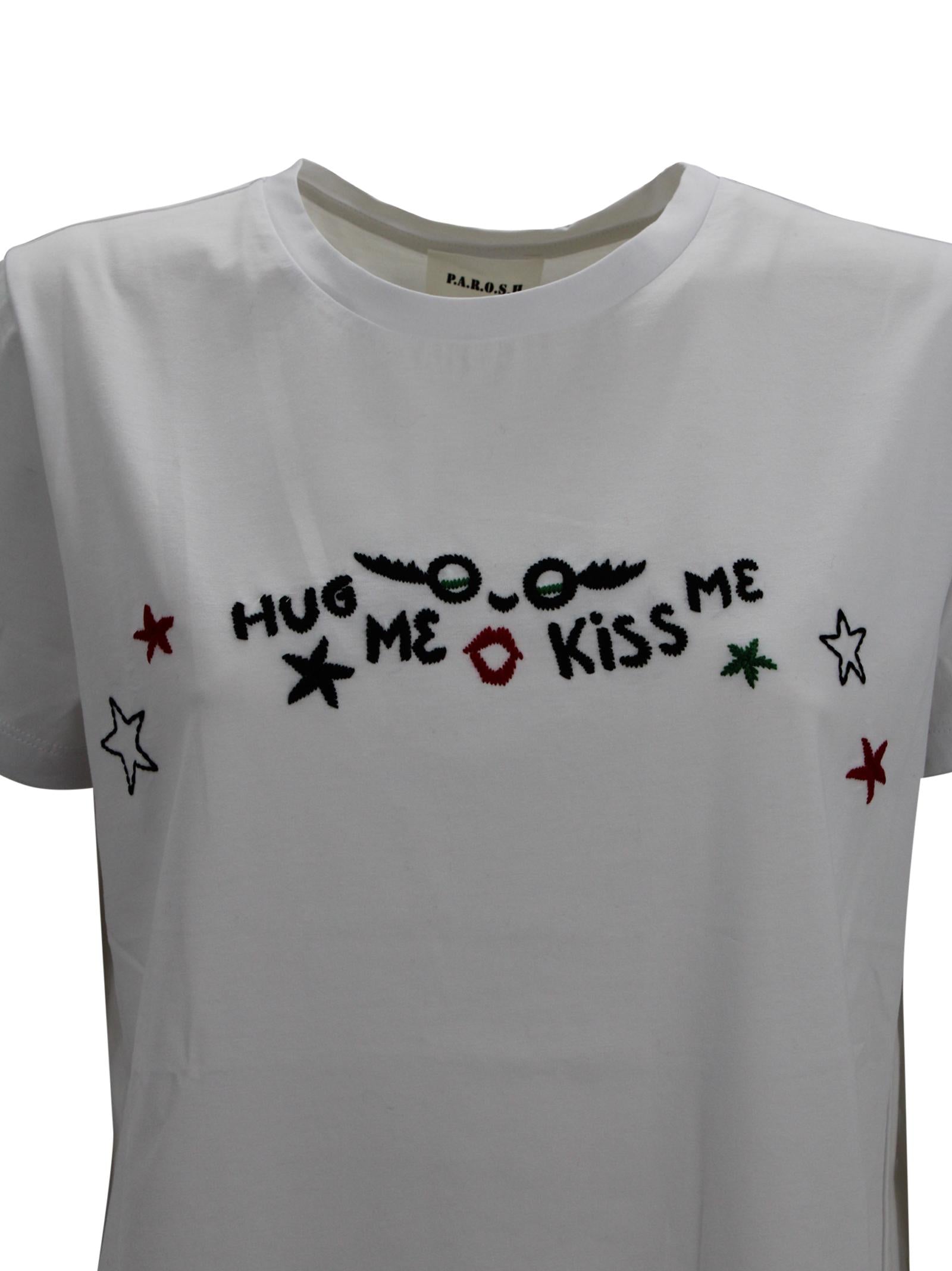 T-shirt a maniche corte con ricamo sul petto<BR/><BR/> P.A.R.O.S.H. D110654R 001 