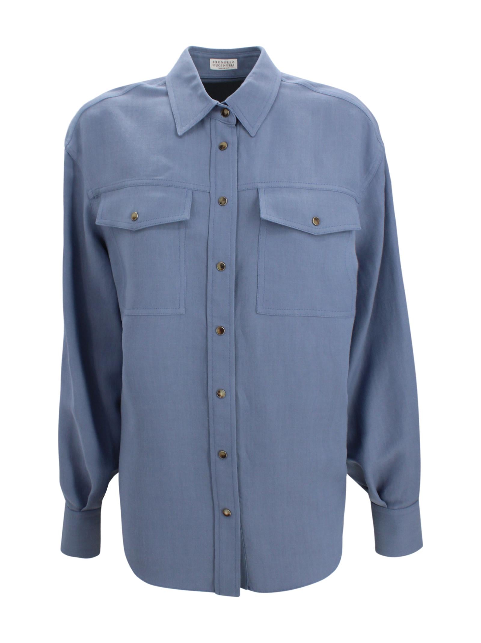 Camicia fluida con tasche applicate Brunello Cucinelli MH126NE406 C9135 