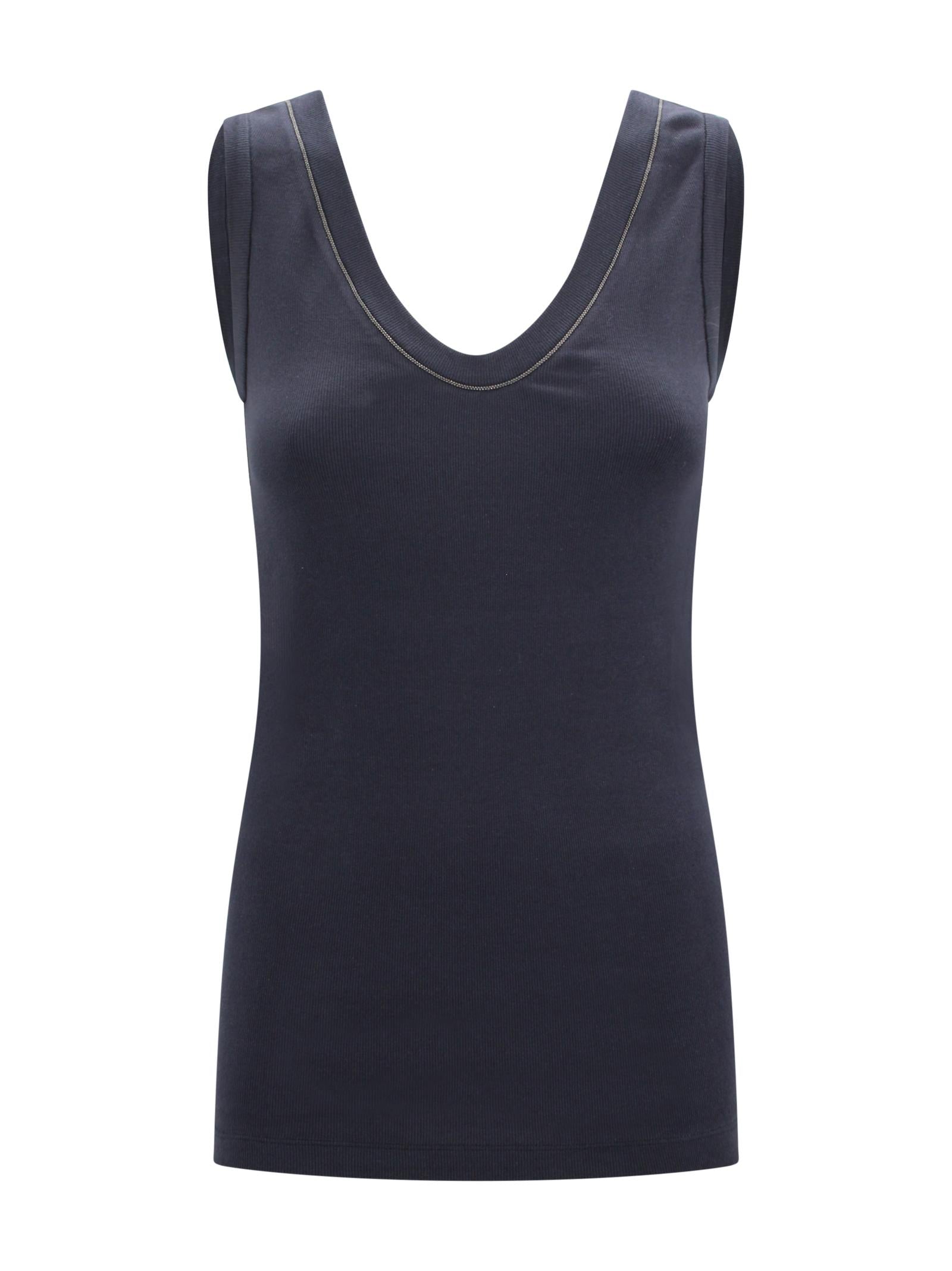 Tank top embellished a costine in cotone Brunello Cucinelli M0TC8BJ312 C4224 