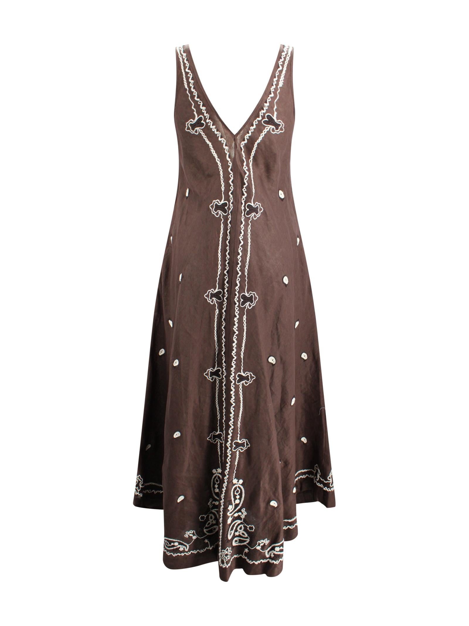 Abito midi in lino con ricami P.A.R.O.S.H. D722502R 086 