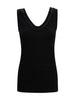 Top Nero in Maglia a Coste con Dettaglio Monile