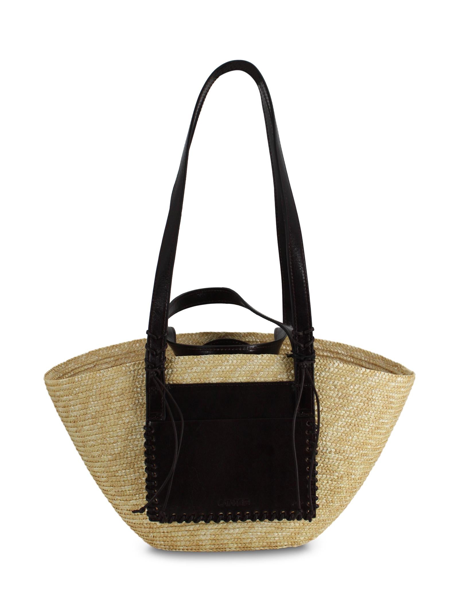 Borsa Media in Paglia Intrecciata con Dettagli in Pelle CATARZI P26CAT52 NATMOR 