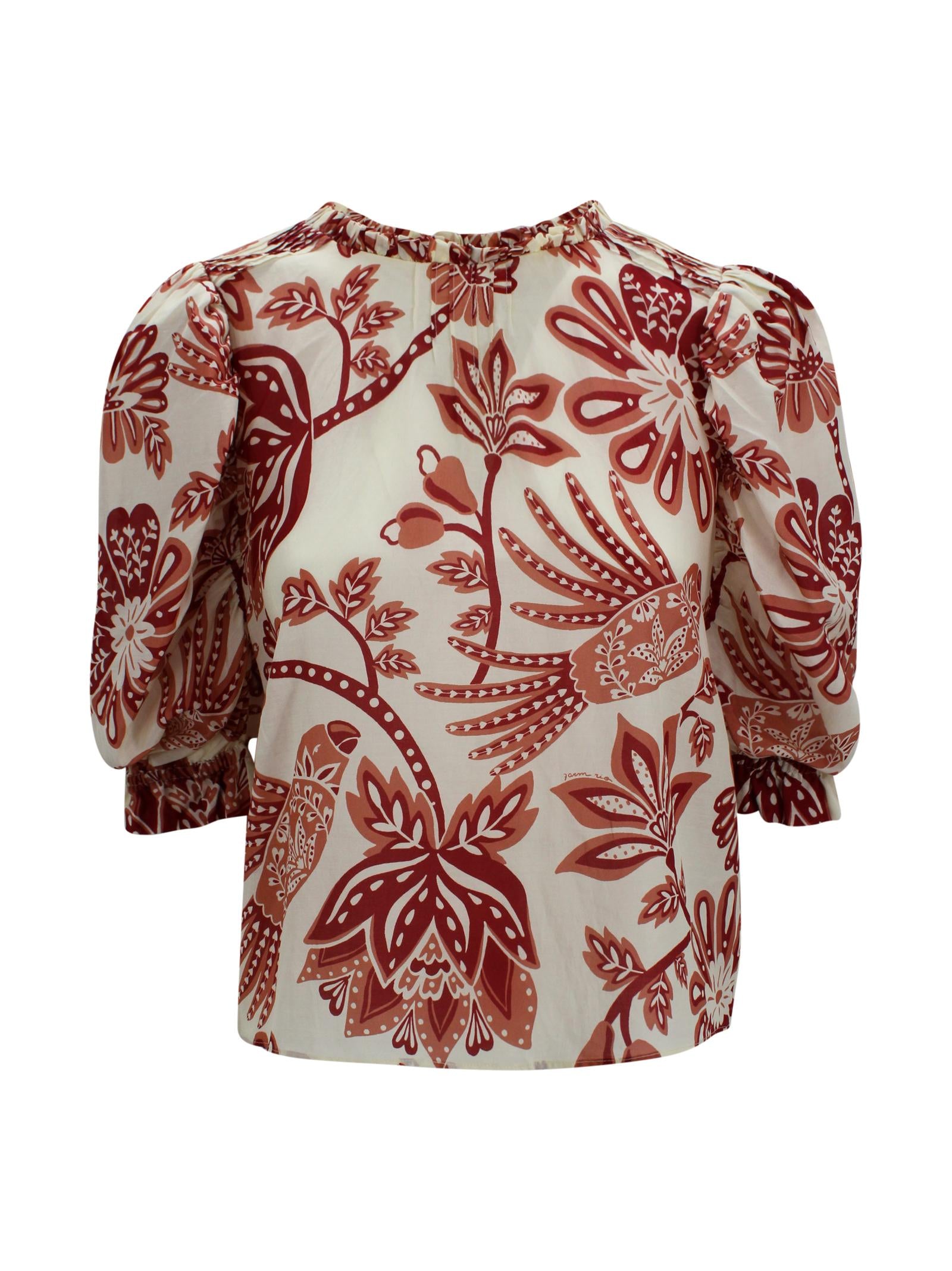 Blusa floreale con dettagli arricciati Farm Rio 344000 26040 