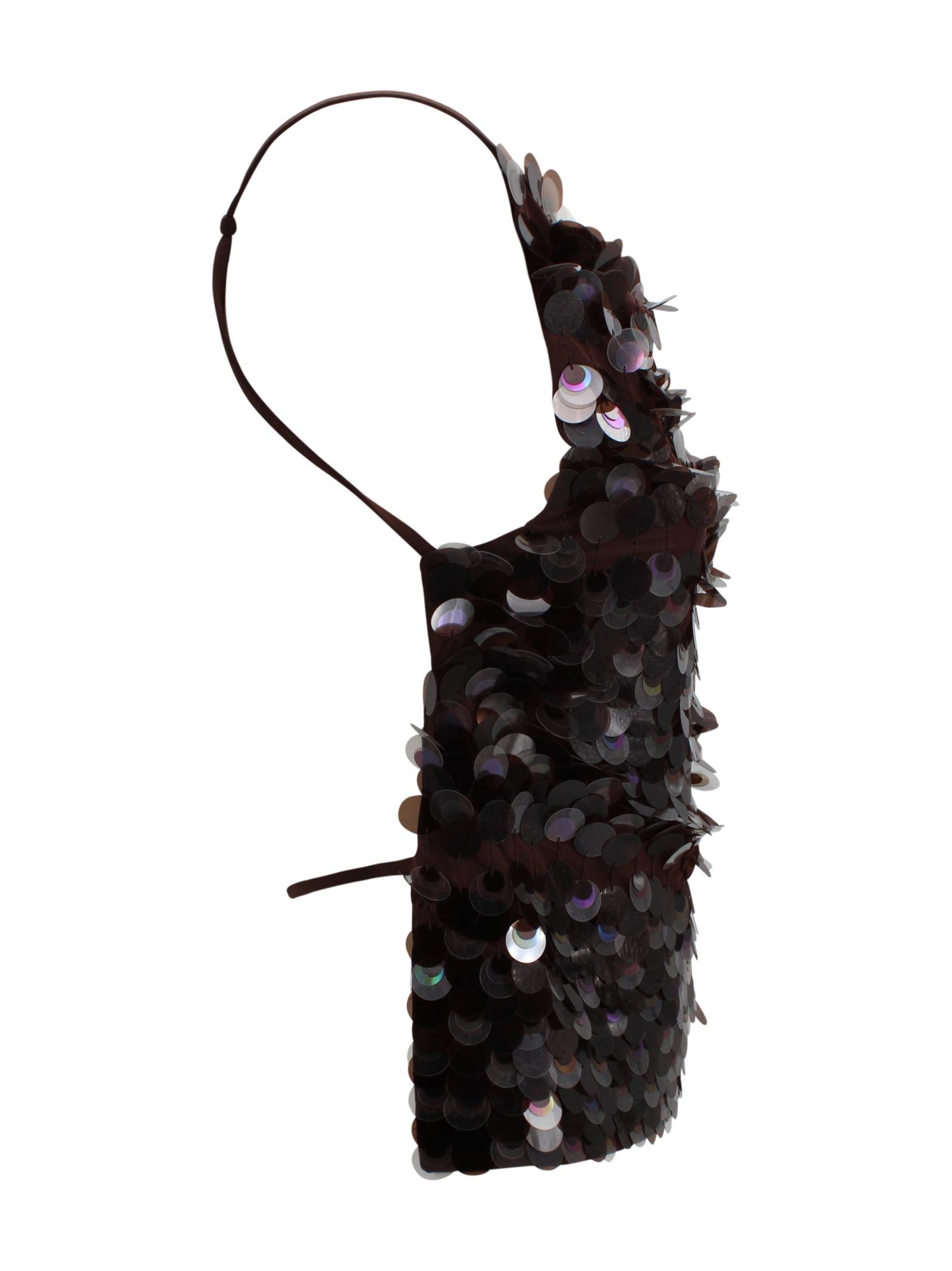 Top crop marrone impreziosito da grandi paillettes P.A.R.O.S.H. D311715 808 