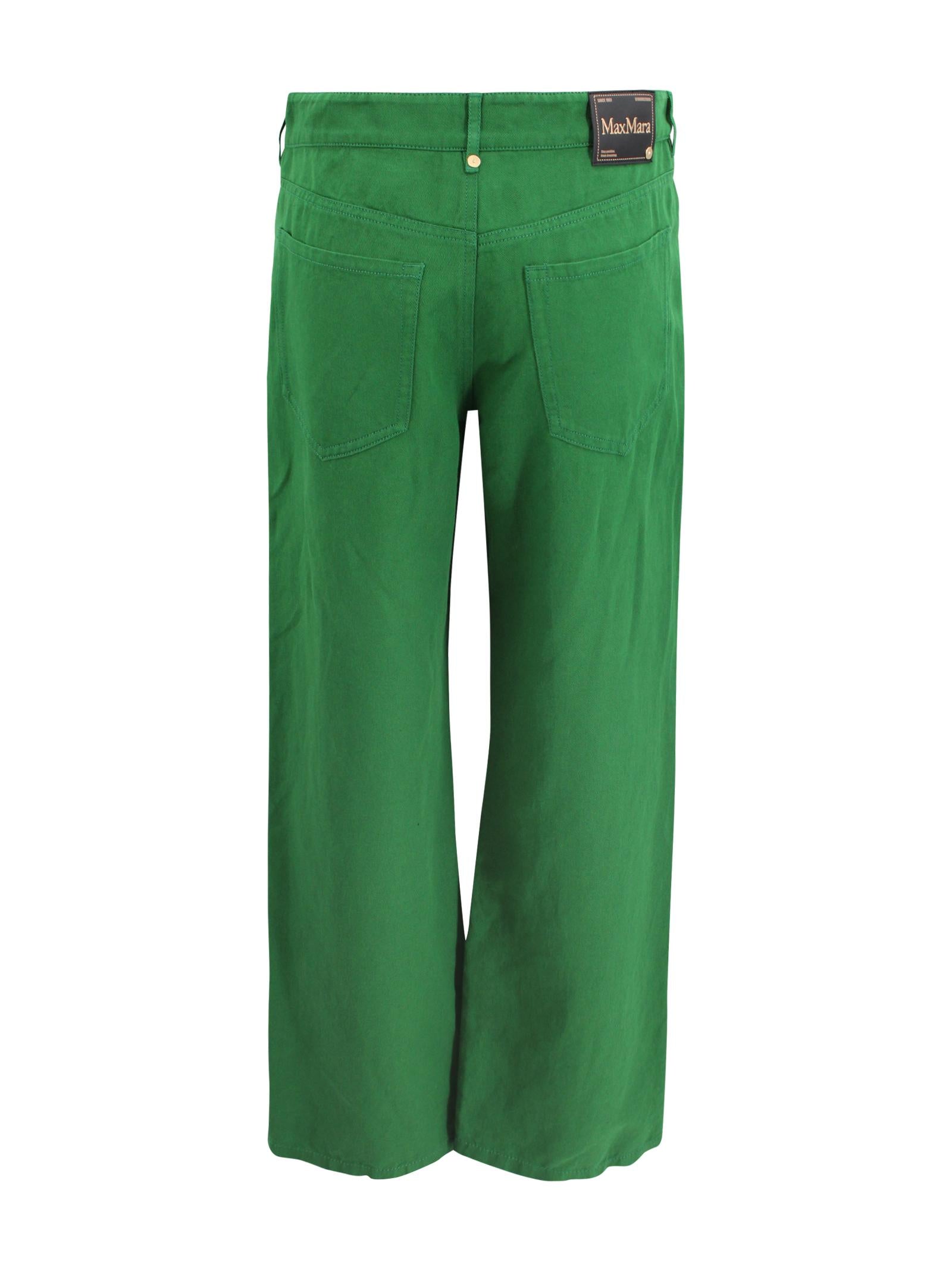 Pantaloni 5 tasche in drill di cotone e lino S MAXMARA 2 2619131083600 003 
