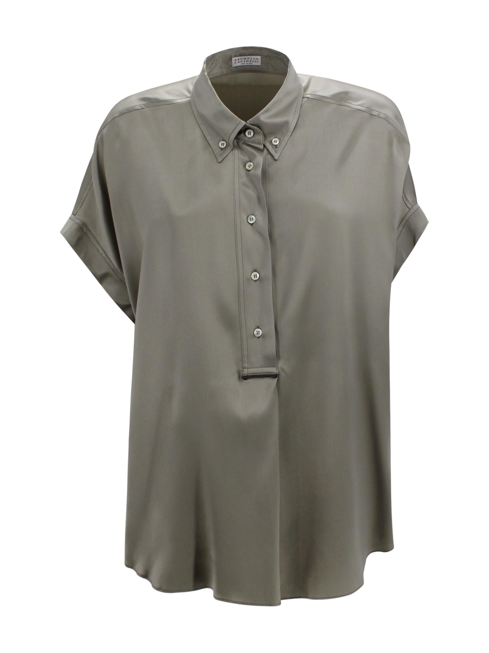 Camicia con bottoni in verde Brunello Cucinelli M0C59RA915 C9125 