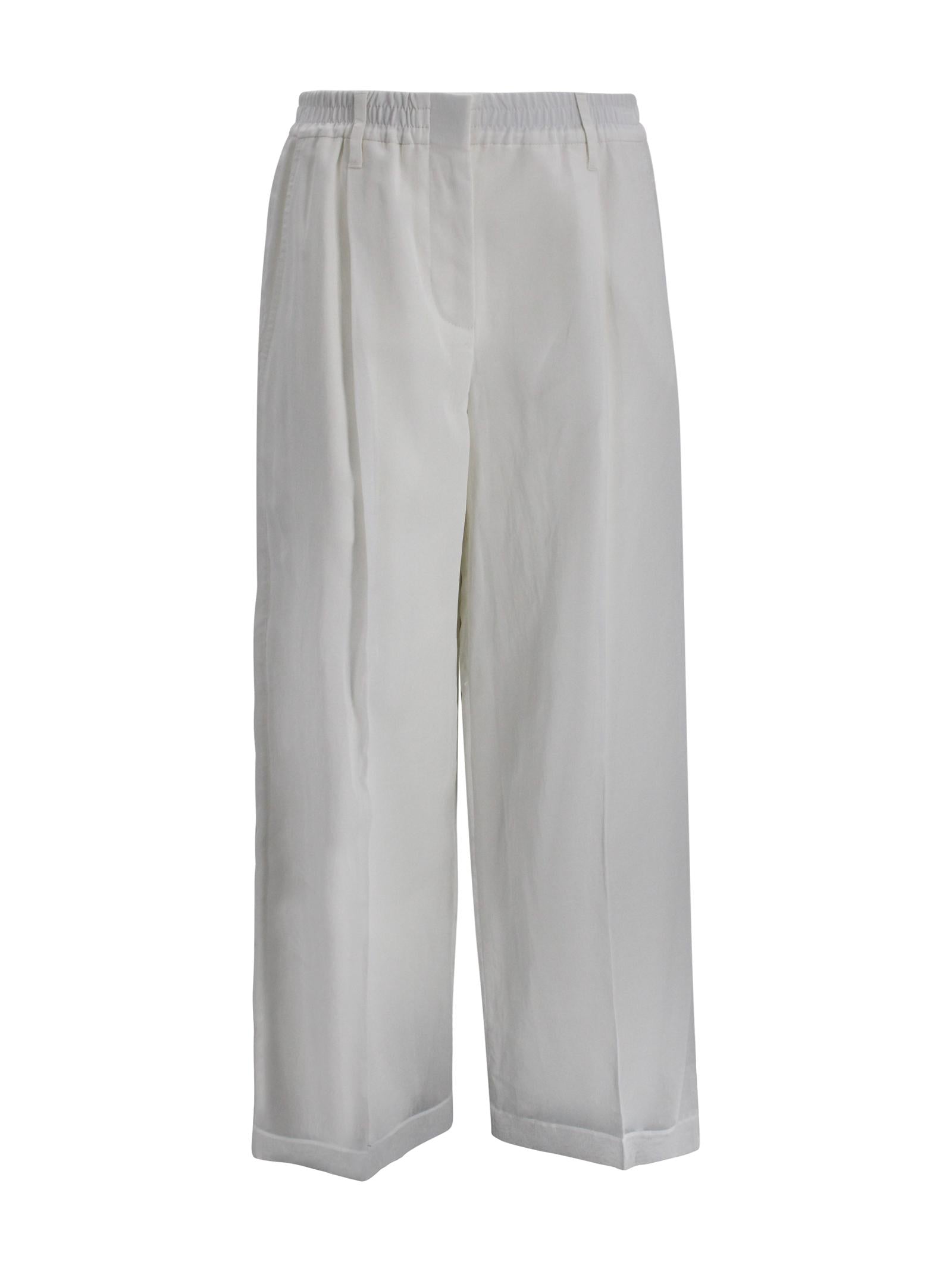 Pantaloni wide leg con dettaglio monile Brunello Cucinelli M0F91P9174 C100 
