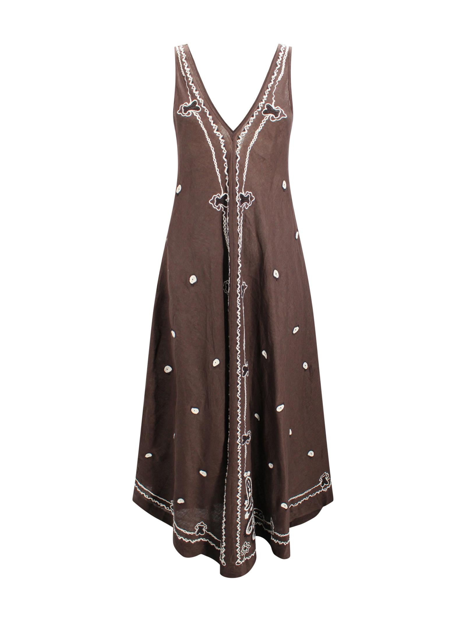 Abito midi in lino con ricami P.A.R.O.S.H. D722502R 086 