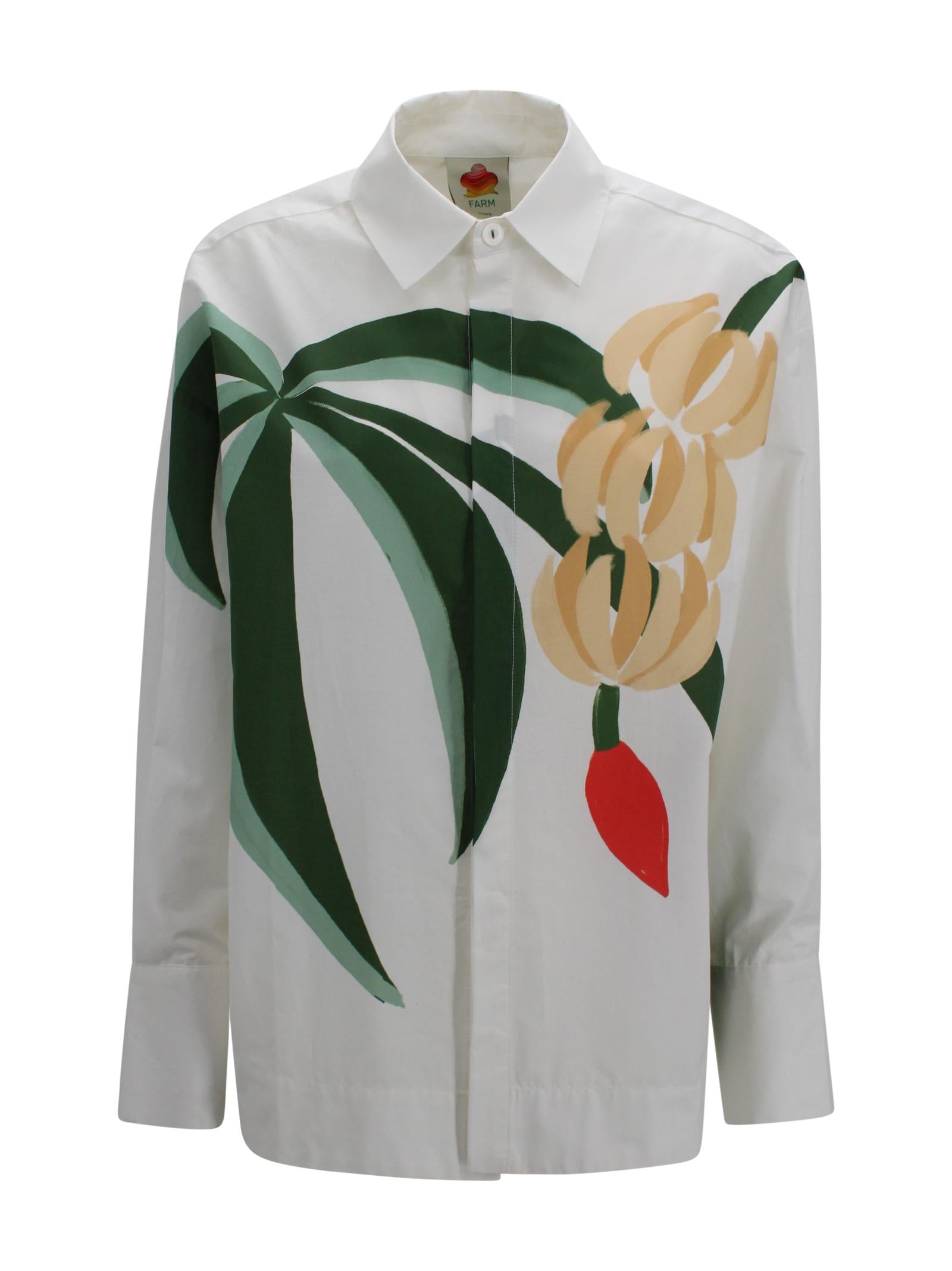 Camicia Bianca con Stampa Floreale Farm Rio 359182 L0036 