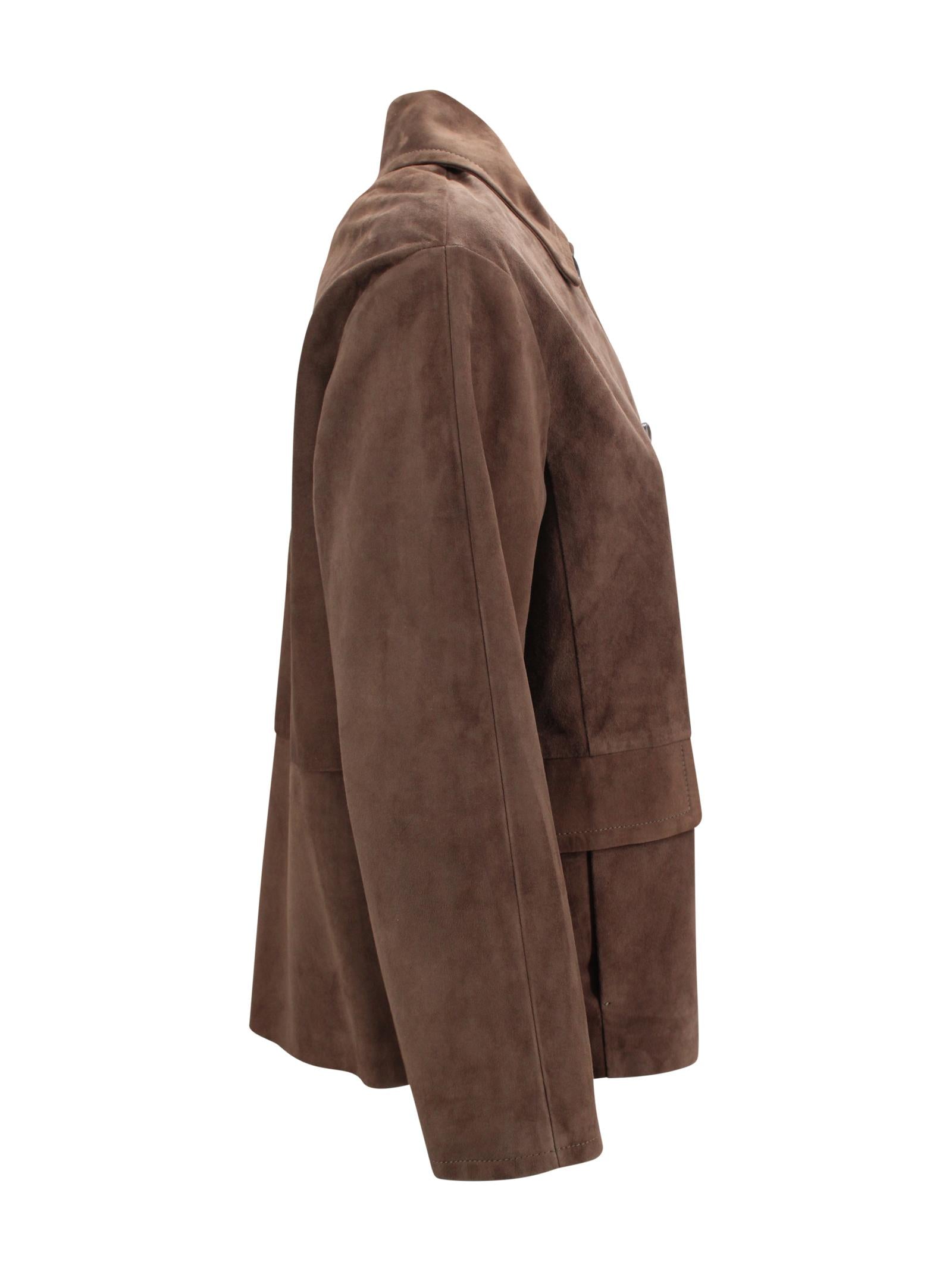 Giacca monopetto in pelle scamosciata con dettagli sartoriali S MAXMARA 1 2619441011600 002 