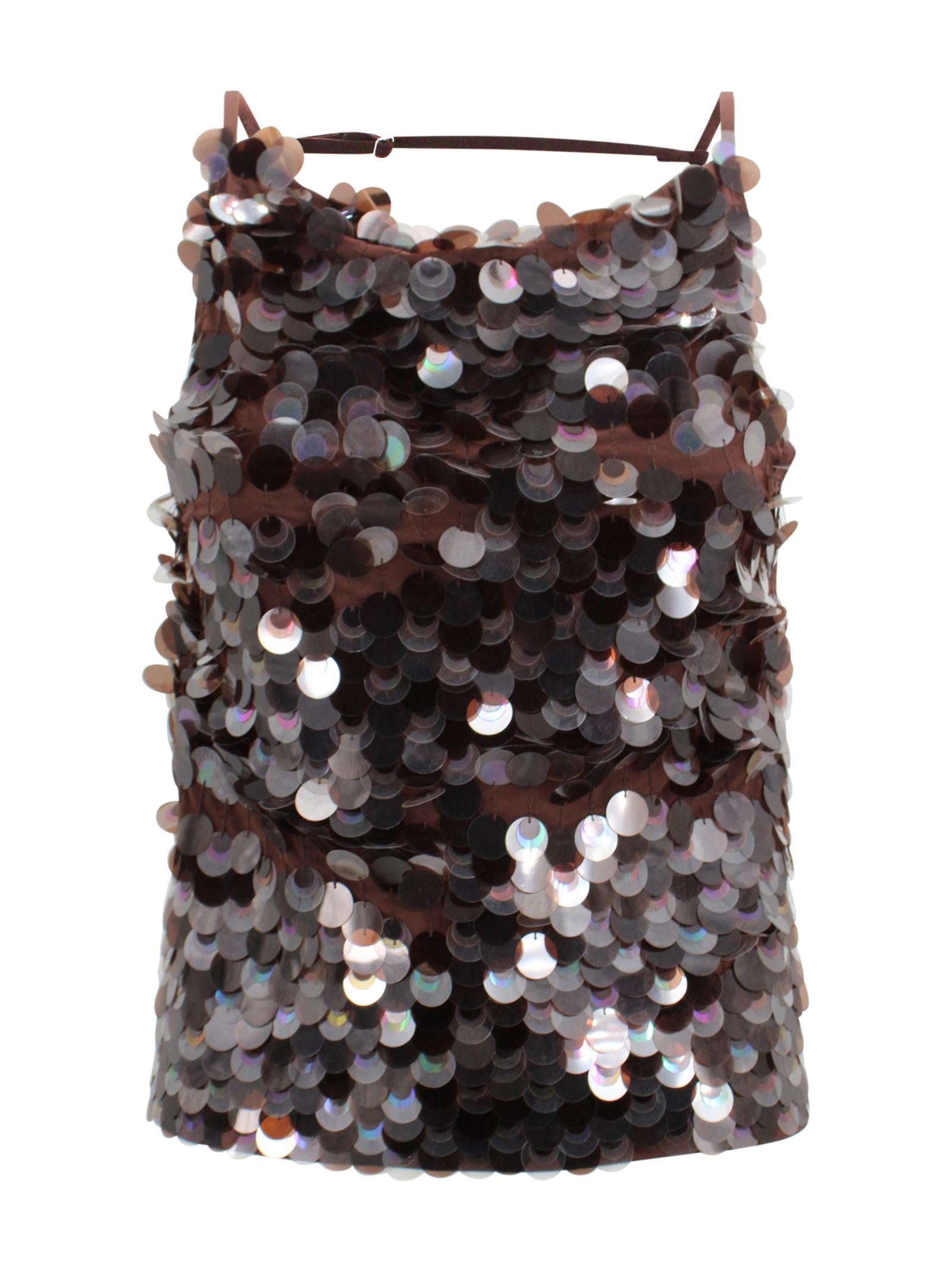 Top crop marrone impreziosito da grandi paillettes P.A.R.O.S.H. D311715 808 
