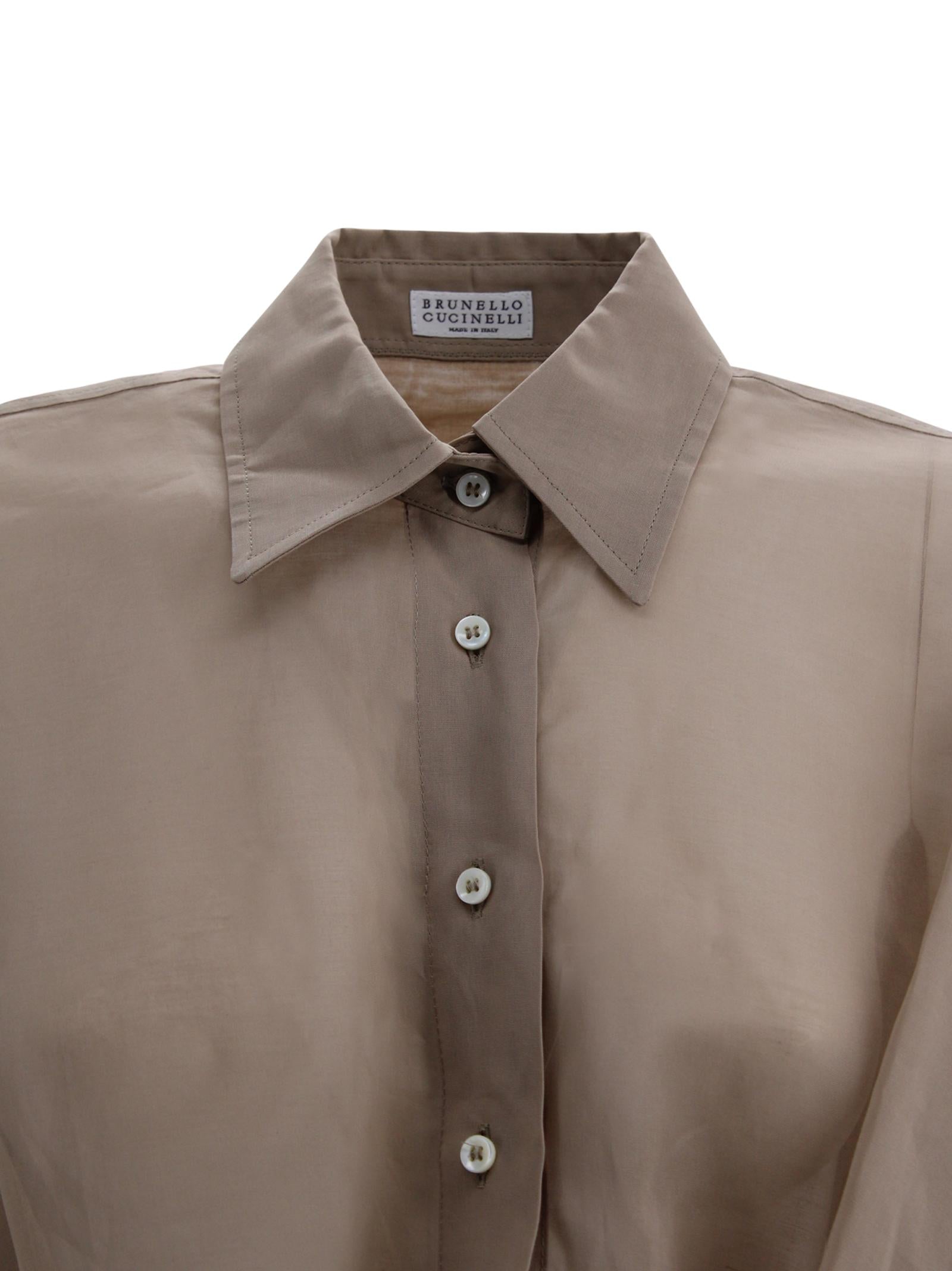 Camicia in seta trasparente con dettaglio arricciato Brunello Cucinelli M0F91MX616 C8690 