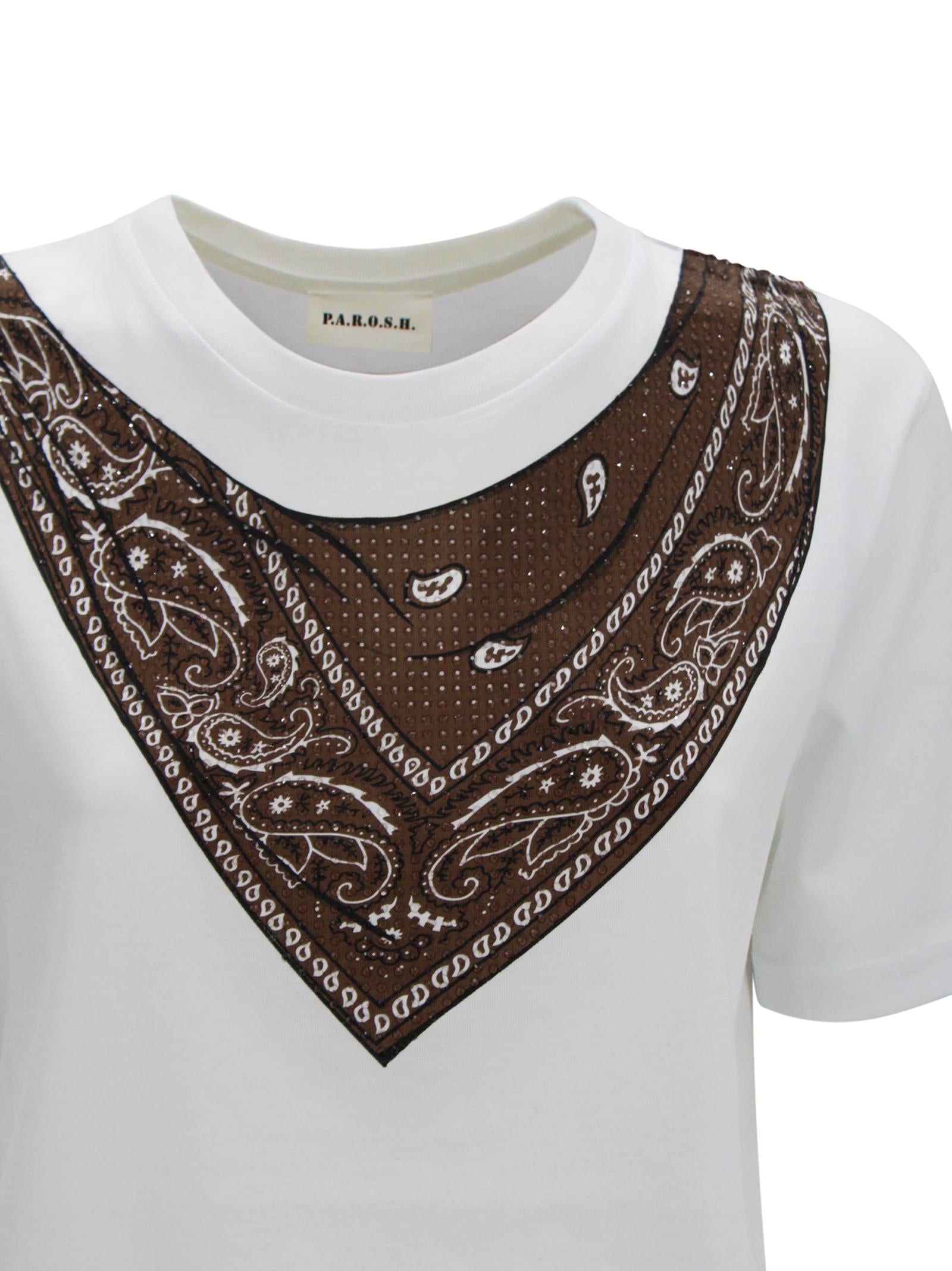 T-shirt bianca con dettaglio bandana P.A.R.O.S.H. D110044 886 
