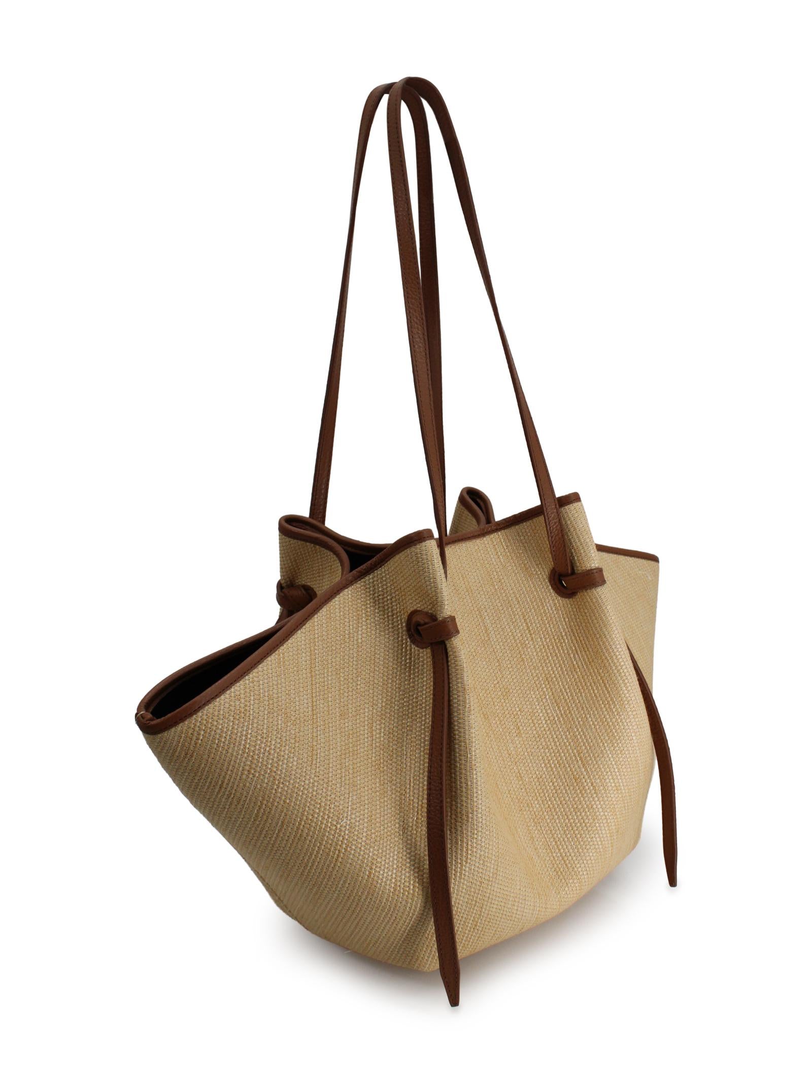 Borsa in Raffia Intrecciata Beige "Biscuit" Yuzefi LARGE MOCHI 02 