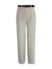 Pantalone wide leg in cady con cintura in nappa