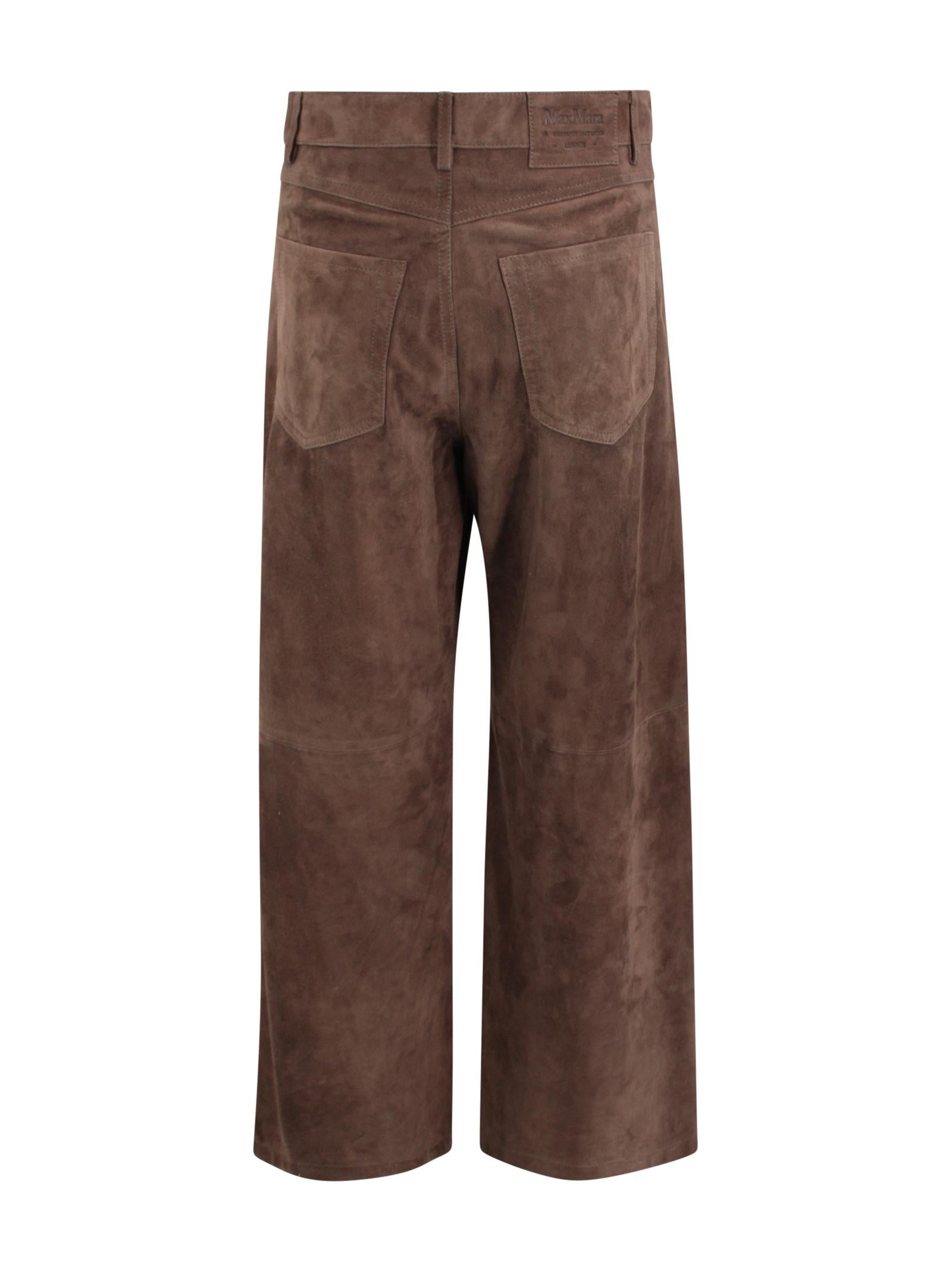 Pantalone Fulmine in pelle scamosciata a vita alta S MAXMARA 1 2619431011600 002 