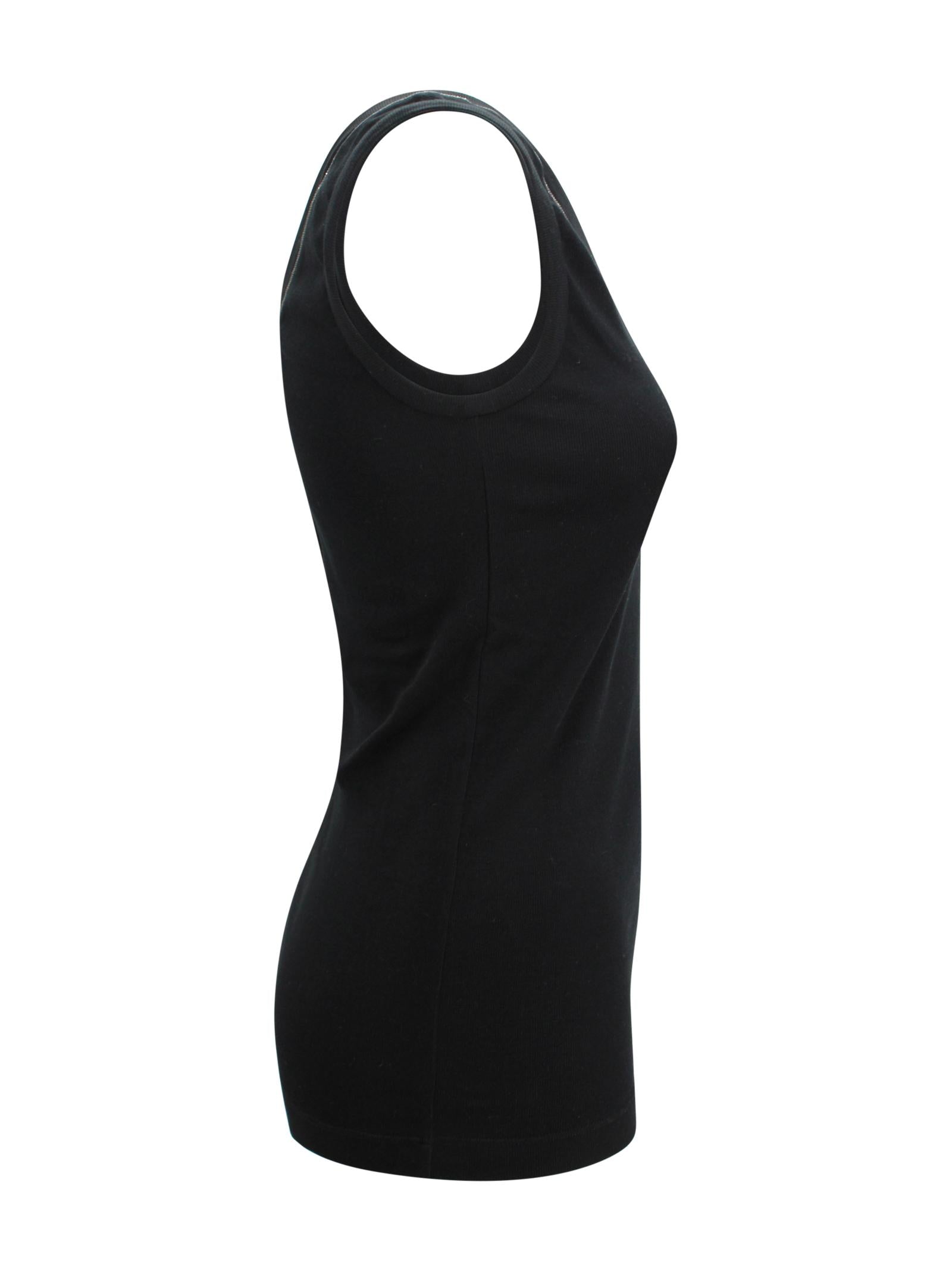 Top Nero in Maglia a Coste con Dettaglio Monile Brunello Cucinelli M0TC8BJ312 C101 