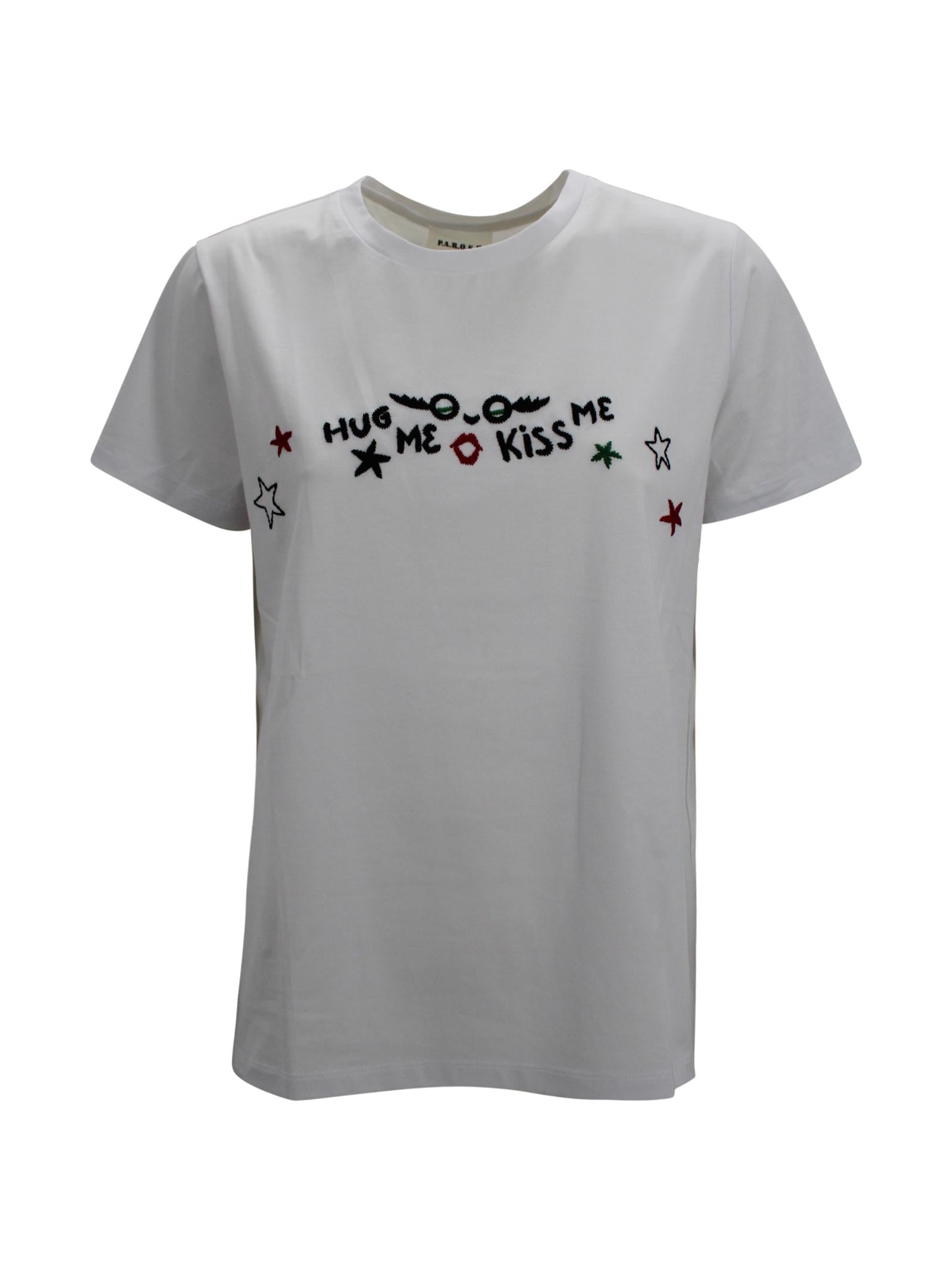 T-shirt a maniche corte con ricamo sul petto<BR/><BR/> P.A.R.O.S.H. D110654R 001 