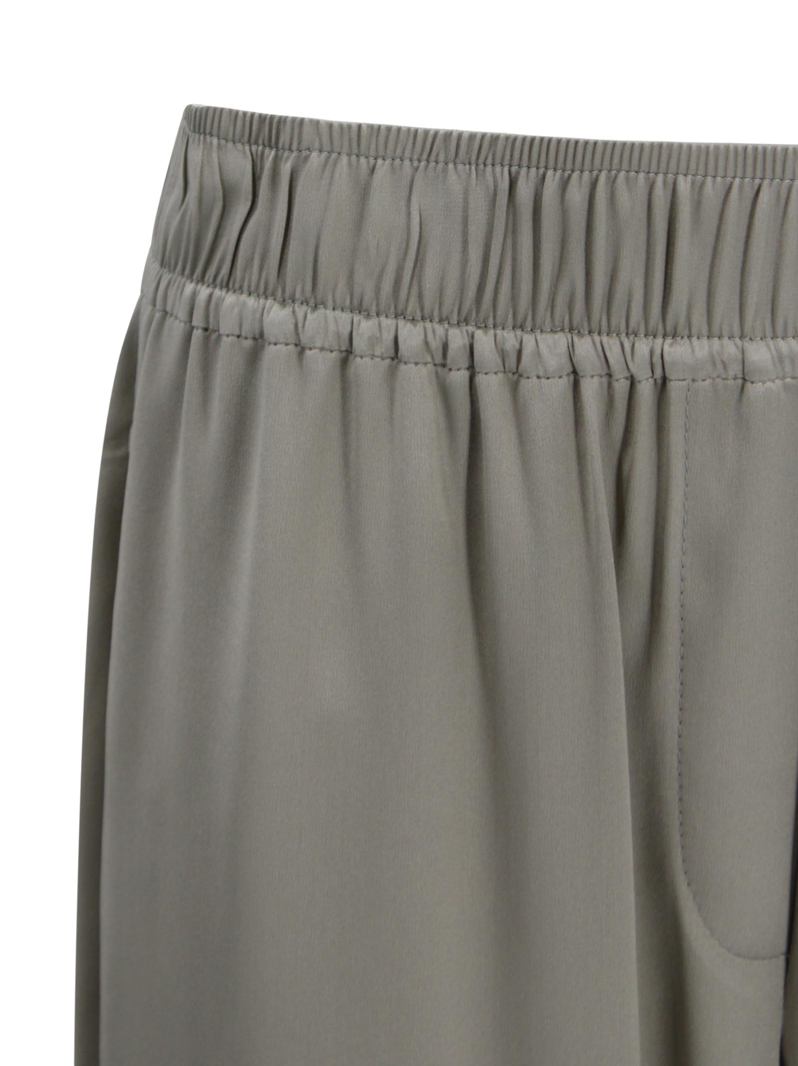 Pantaloni a Gamba Ampia con Finiture in Raso<BR/> Brunello Cucinelli M0C59P8942 C9125 