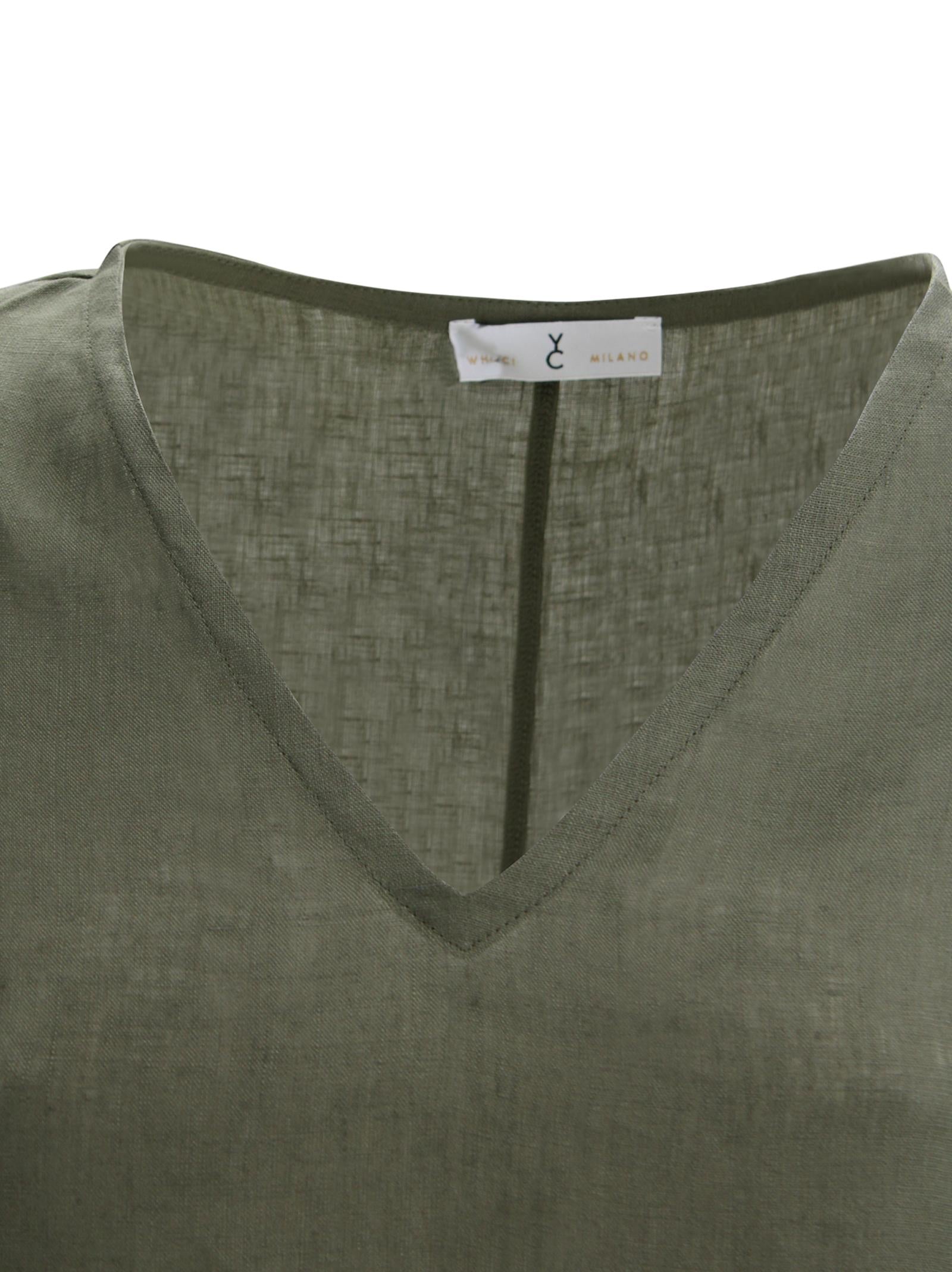 Abito Lungo in Lino con Scollo a V<BR/><BR/><BR/> Whyci WH1015 0048 