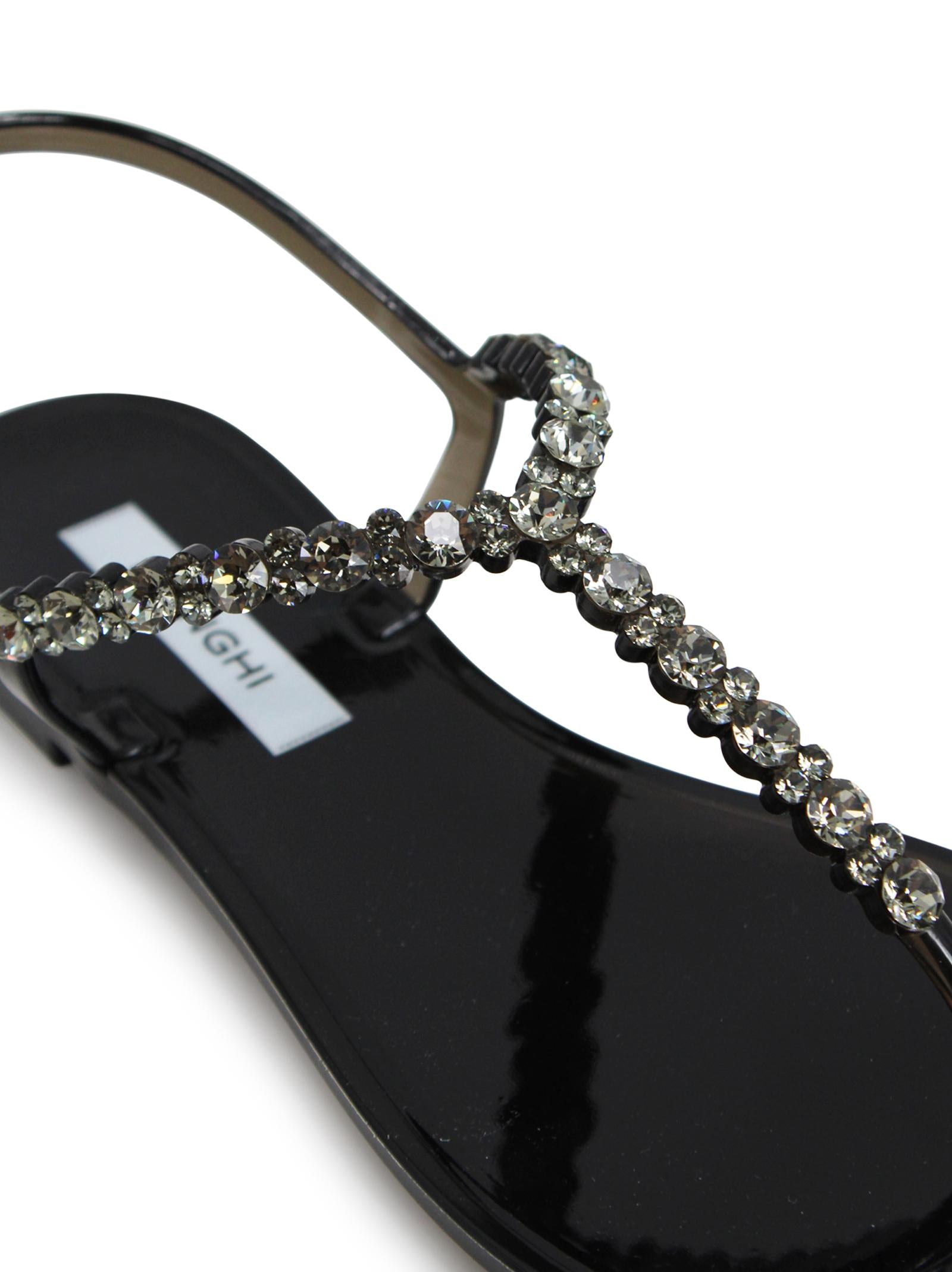 Sandali Jelly con Cristalli MENGHI ME1340PW BLACK GEL 