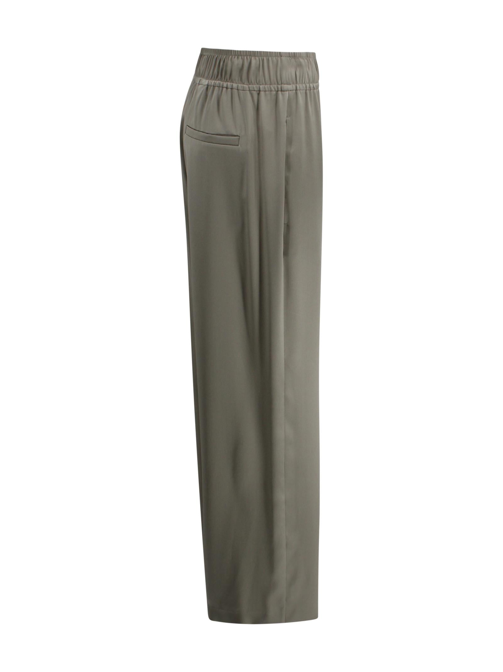 Pantaloni a Gamba Ampia con Finiture in Raso<BR/> Brunello Cucinelli M0C59P8942 C9125 