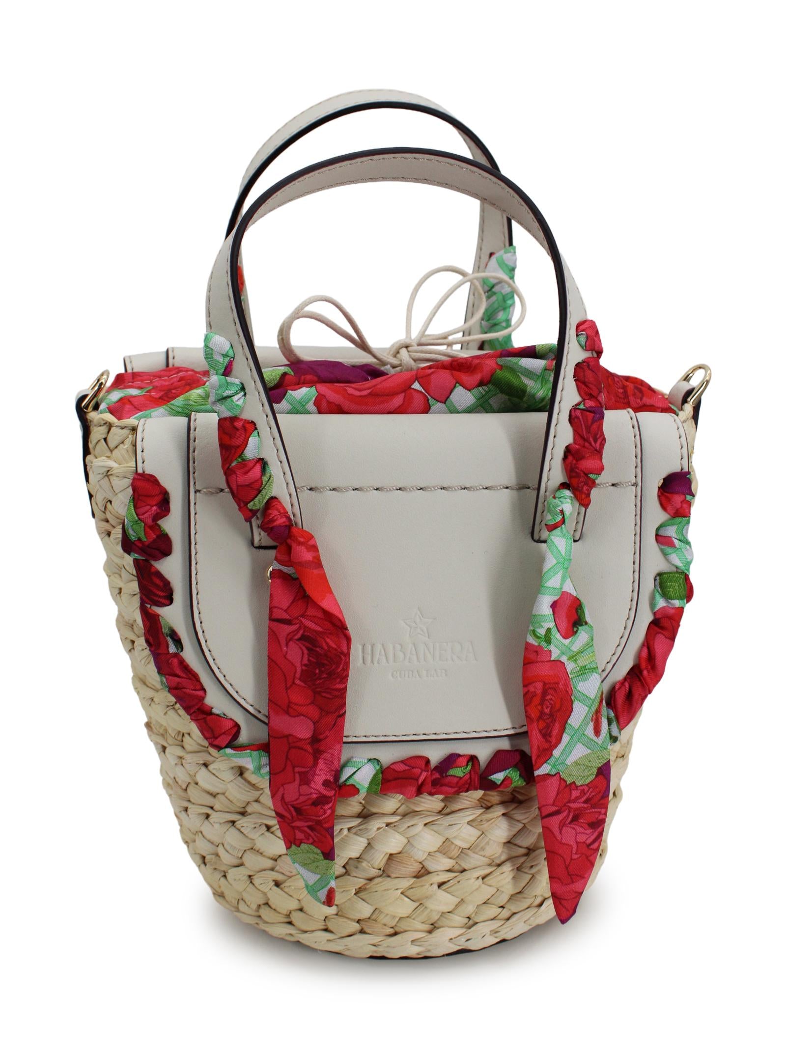 Borsa a secchiello con base intrecciata Cuba Lab HABANERA SILKROSETO 