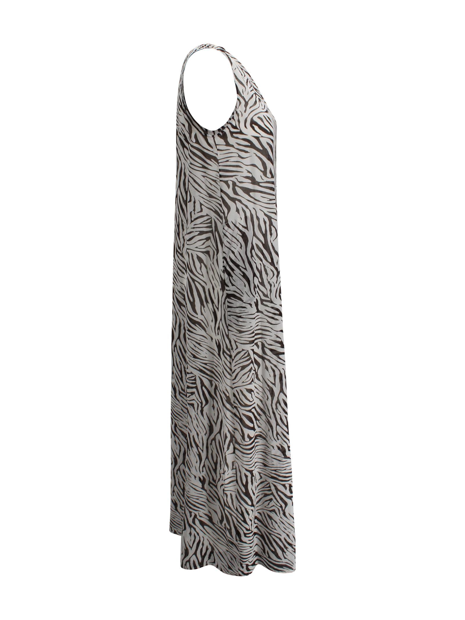 Abito Lungo in Lino con Stampa Fondente Whyci WH8013 4022 