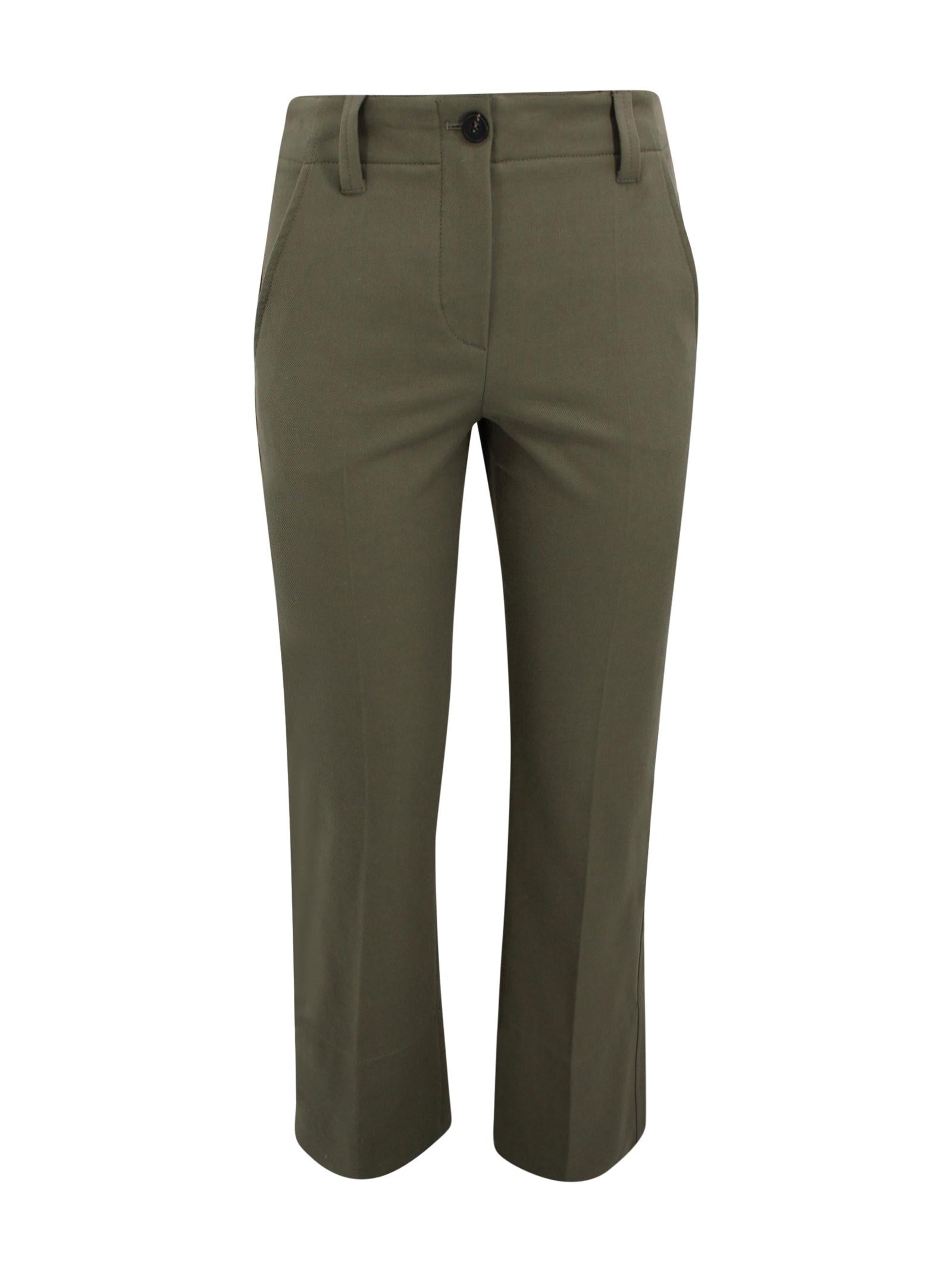 Pantaloni oliva con piega frontale Brunello Cucinelli MA126P8854 C9253 