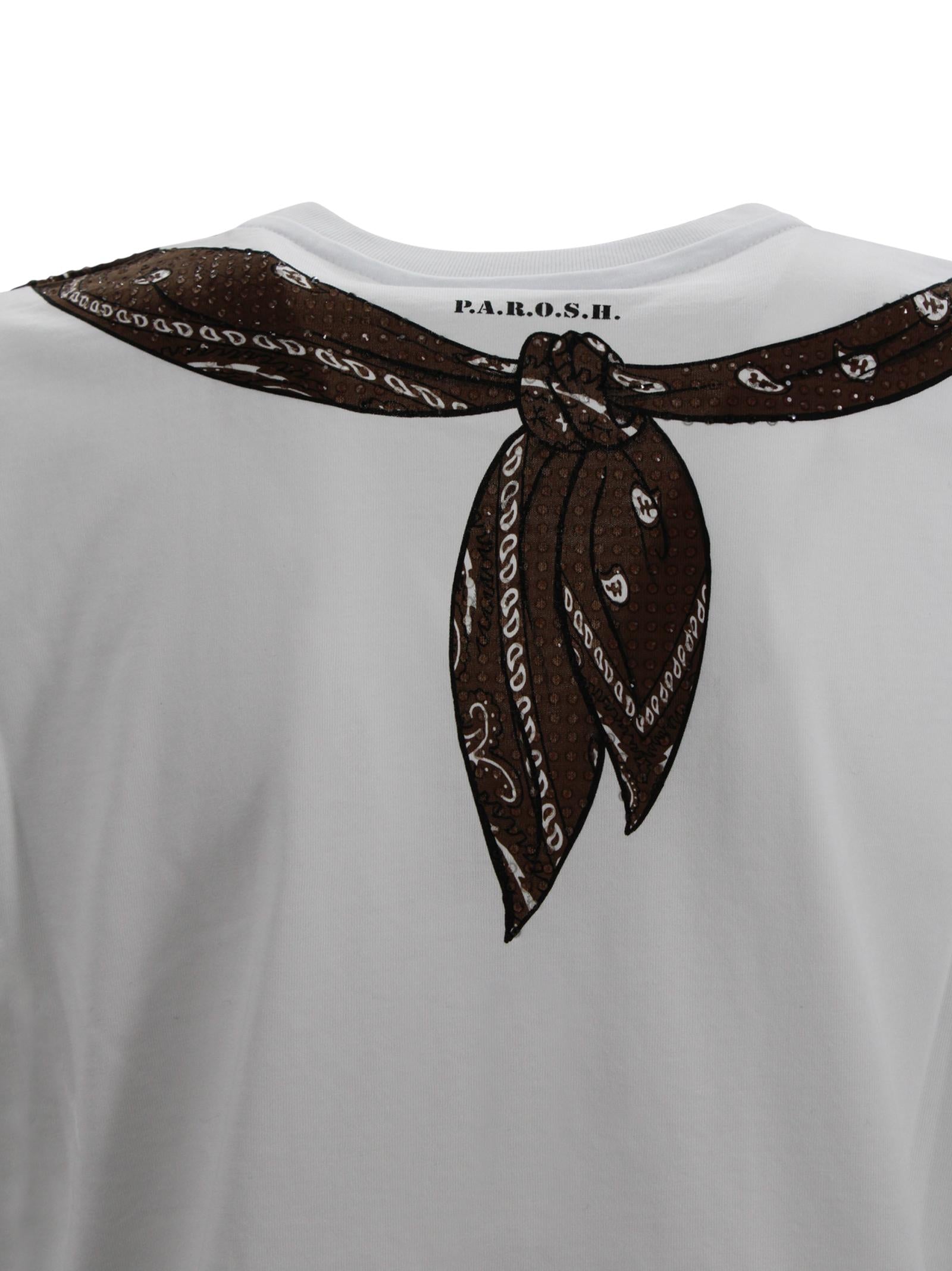 T-shirt bianca con dettaglio bandana P.A.R.O.S.H. D110044 886 
