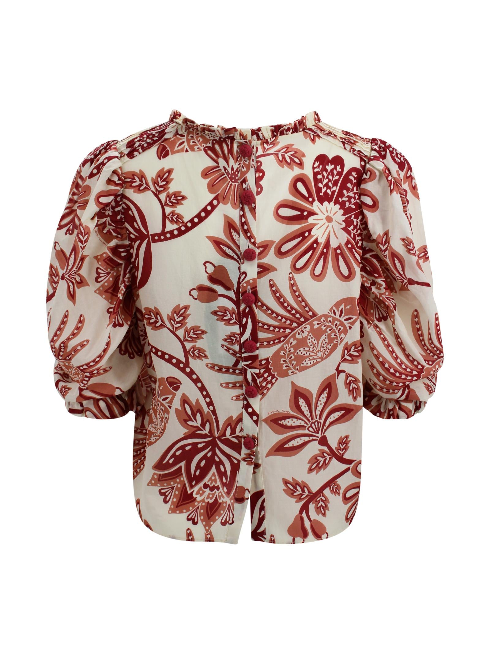 Blusa floreale con dettagli arricciati Farm Rio 344000 26040 
