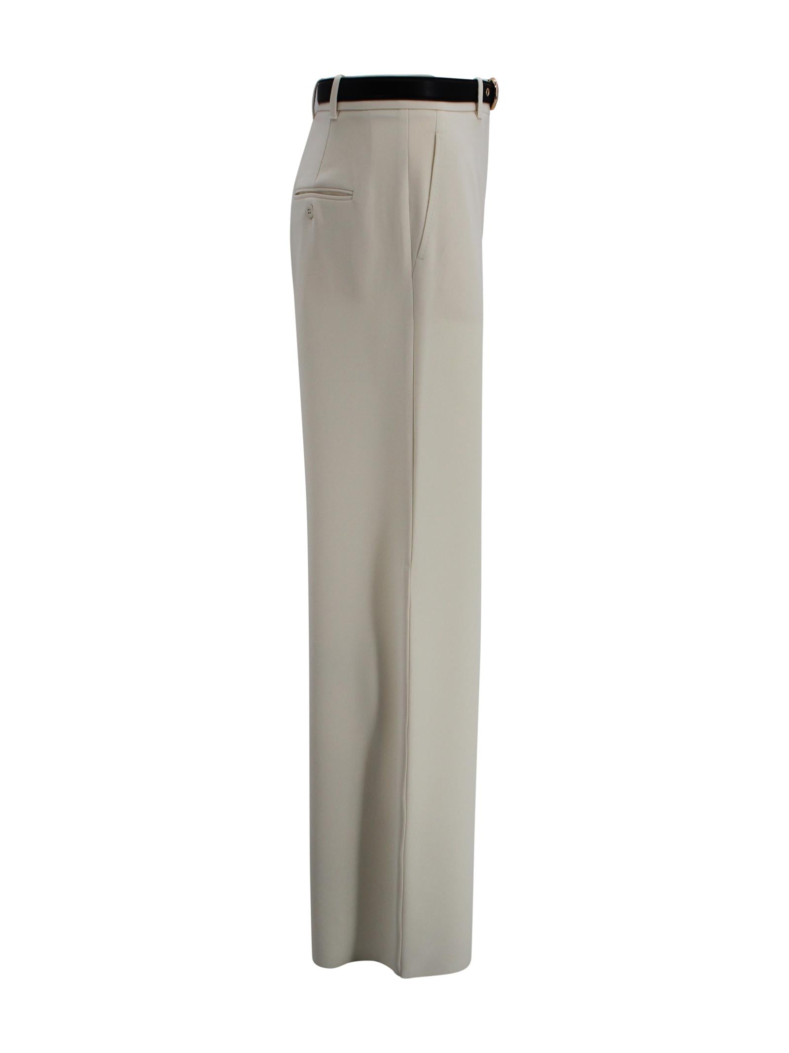 Pantalone wide leg in cady con cintura in nappa Max Mara Studio 2616131025600 060 