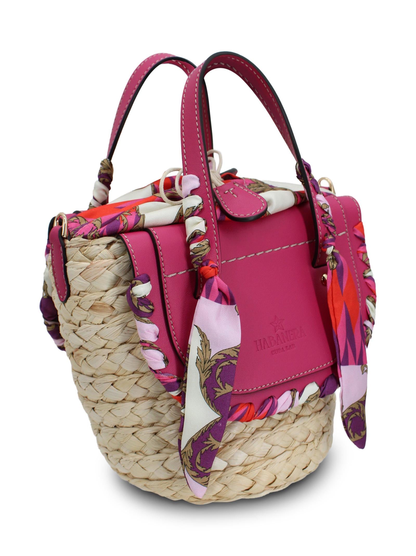 Borsa a secchiello con base intrecciata Cuba Lab HABANERA SILKKALEIDOS 