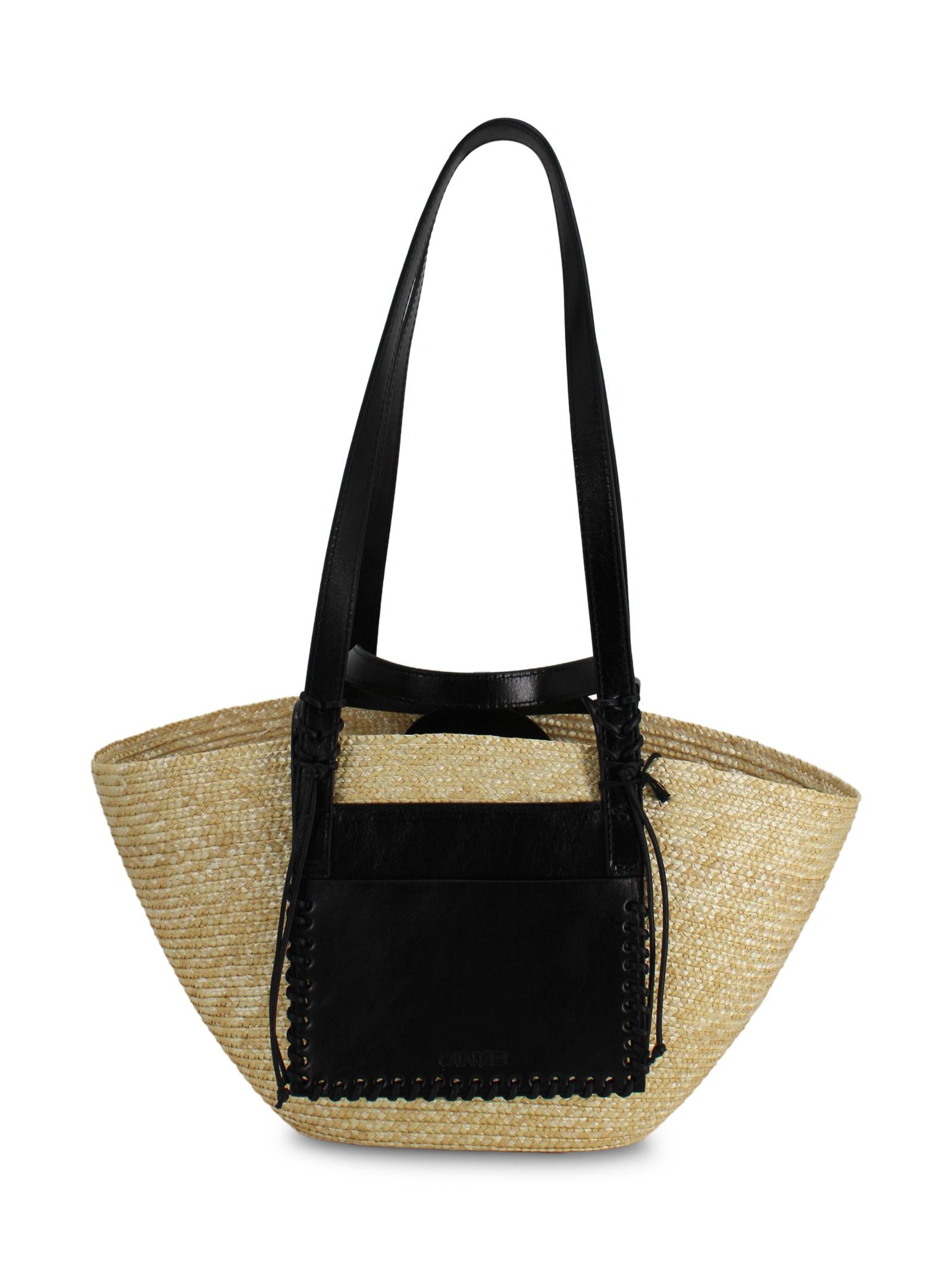 Borsa Media in Paglia Intrecciata con Dettagli in Pelle CATARZI P26CAT53 NATNER 