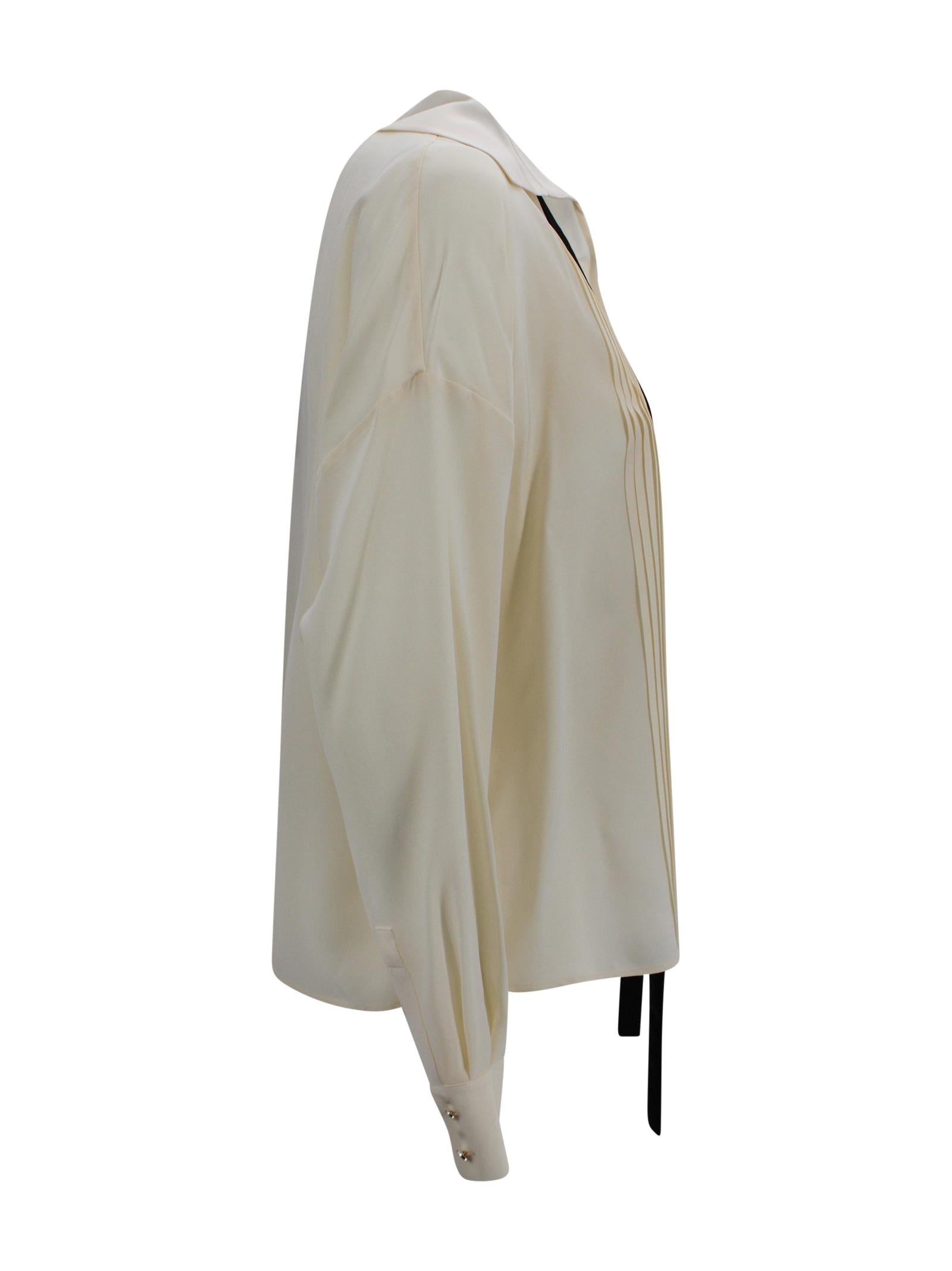Blusa in pura seta con cravattino a contrasto Max Mara Studio 2616111015600 048 