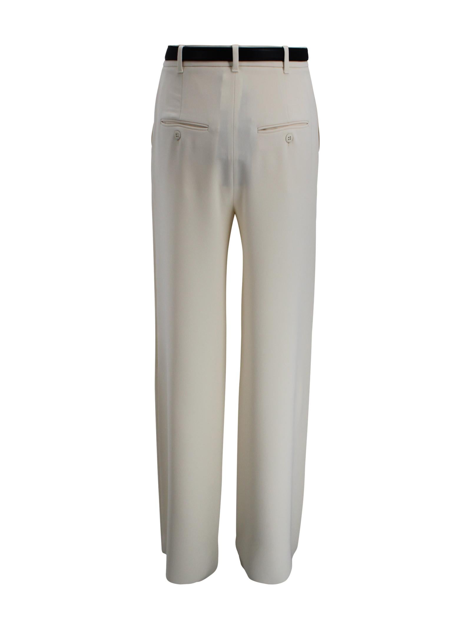 Pantalone wide leg in cady con cintura in nappa Max Mara Studio 2616131025600 060 