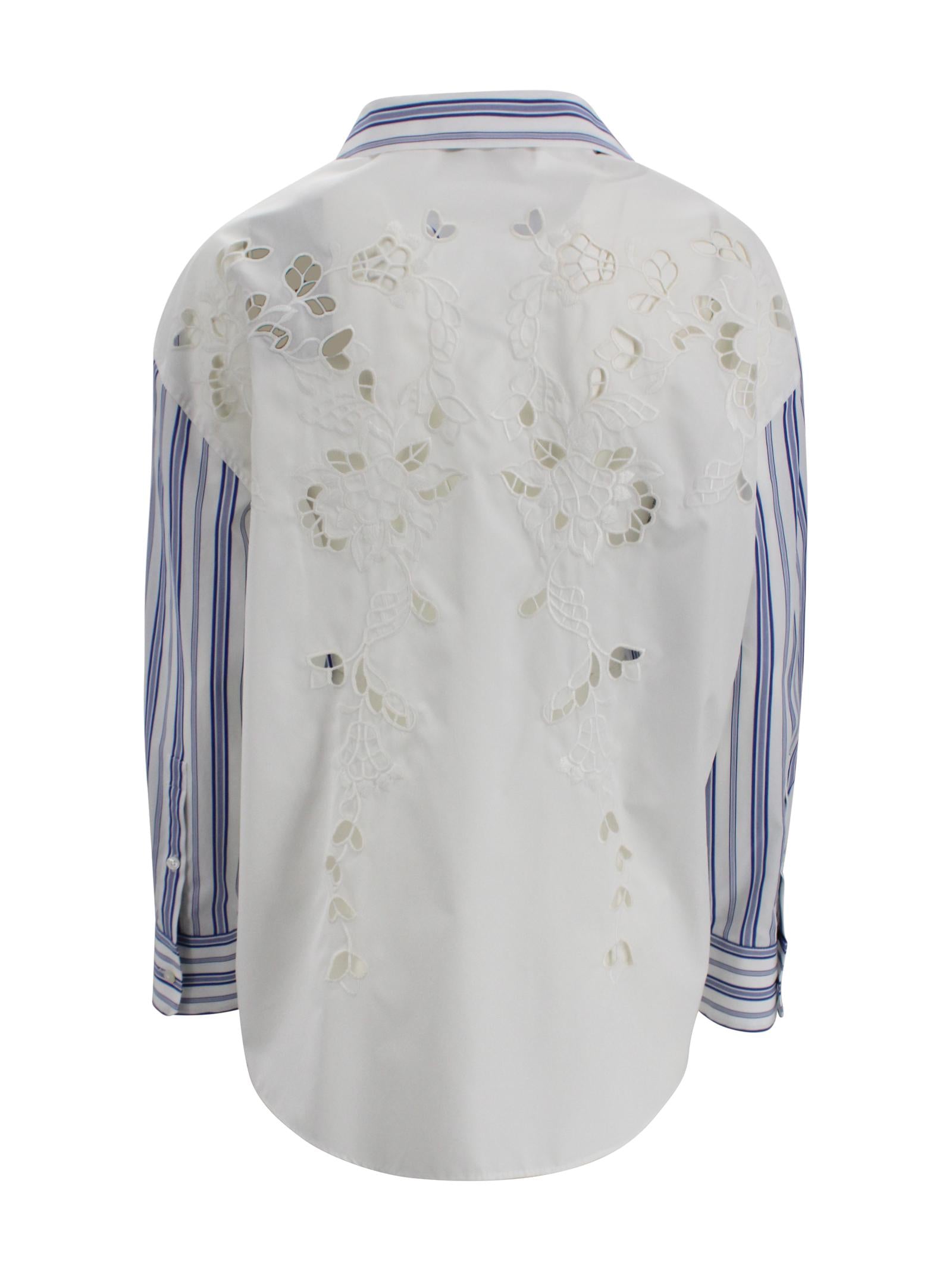 Camicia a righe con ricamo Sangallo Max Mara Weekend 2615111012600 050 