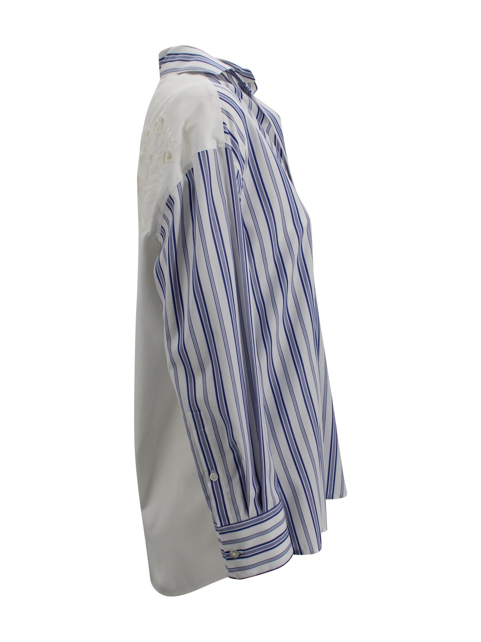 Camicia a righe con ricamo Sangallo Max Mara Weekend 2615111012600 050 