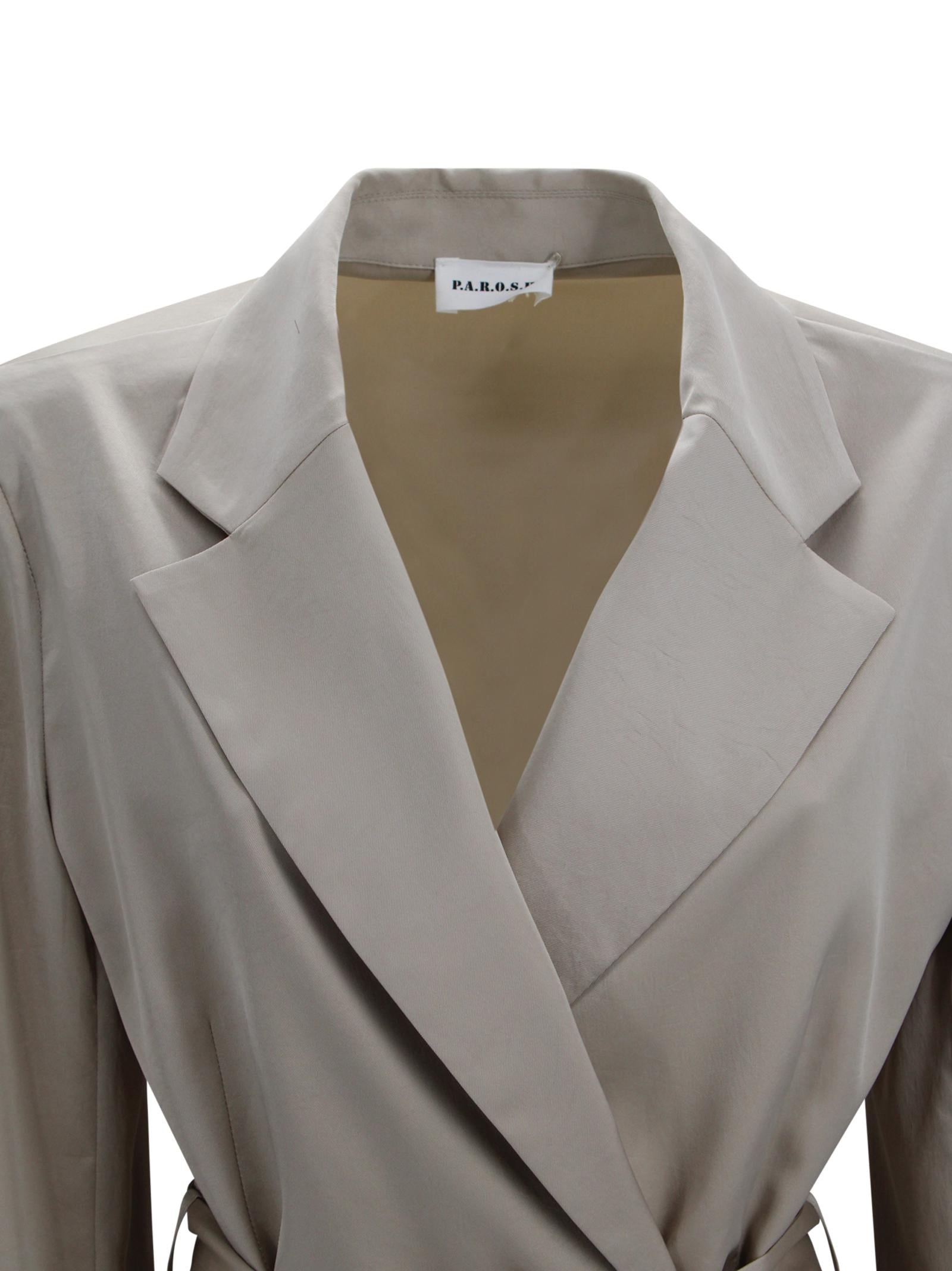 Giacca beige con cintura in vita P.A.R.O.S.H. D420453PAKY 004 