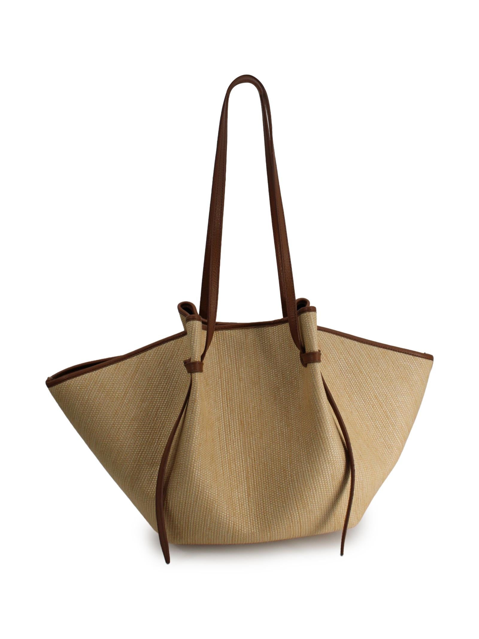 Borsa in Raffia Intrecciata Beige "Biscuit" Yuzefi LARGE MOCHI 02 