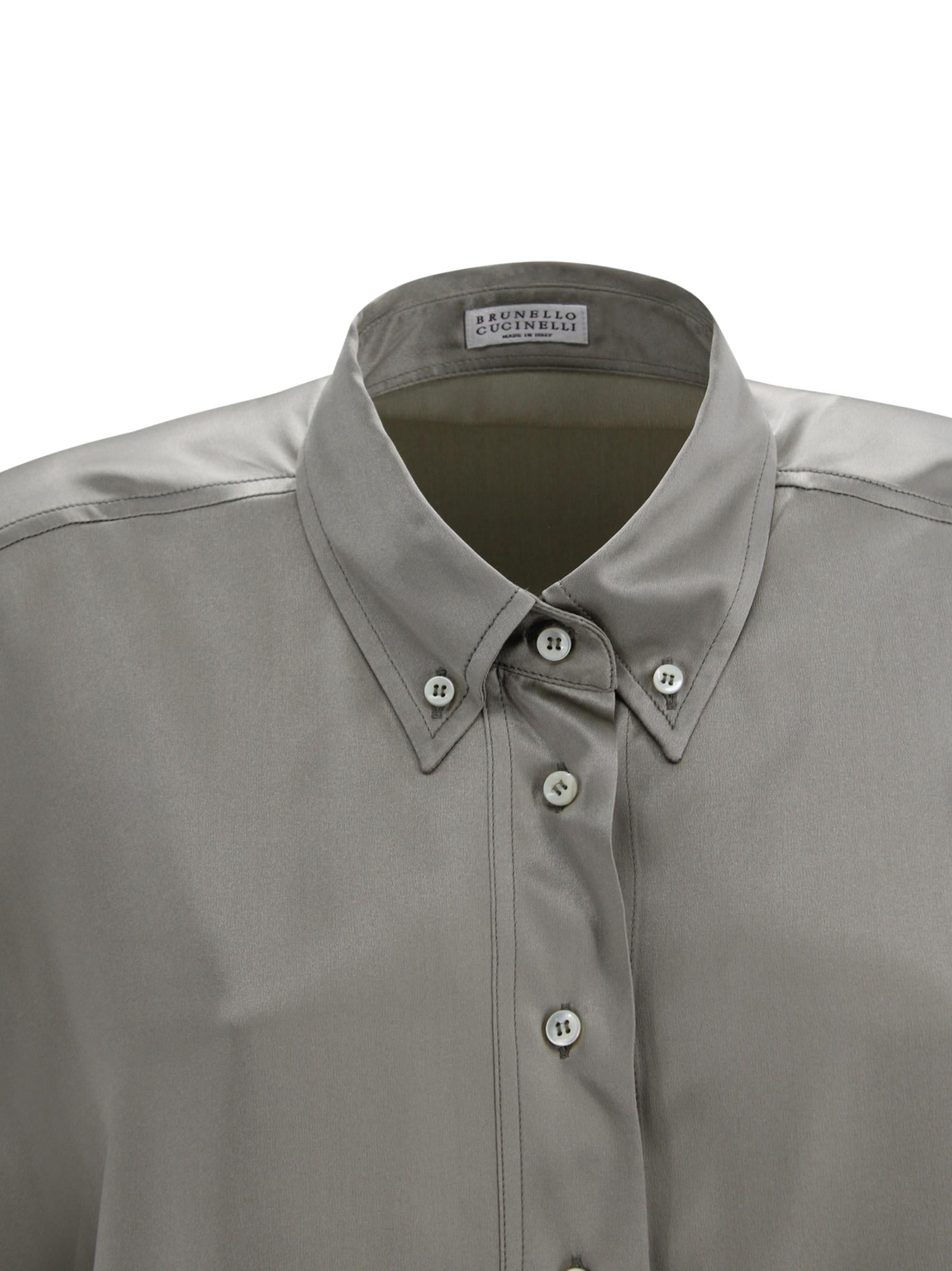 Camicia con bottoni in verde Brunello Cucinelli M0C59RA915 C9125 