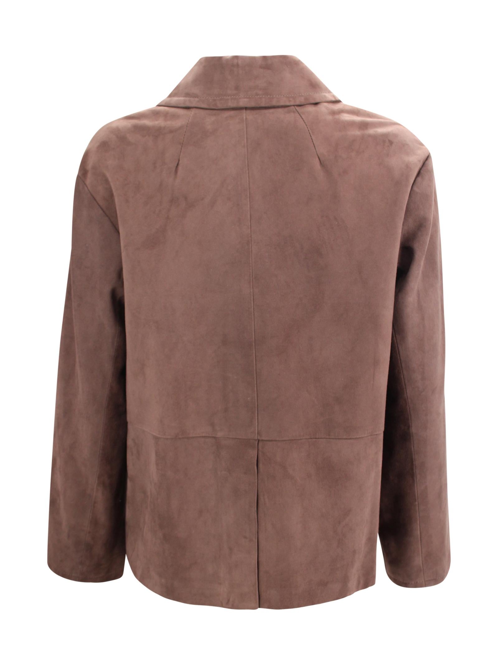 Giacca monopetto in pelle scamosciata con dettagli sartoriali S MAXMARA 1 2619441011600 002 