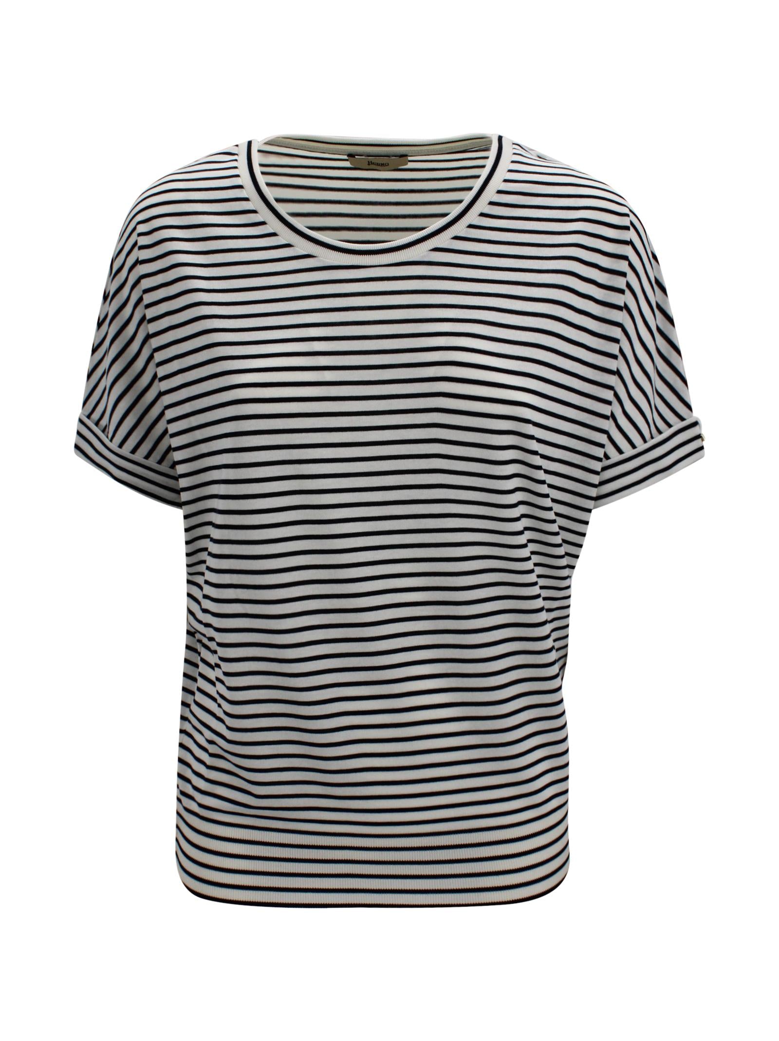 T-shirt a righe con maniche risvoltate Herno JG000312D 520561092 