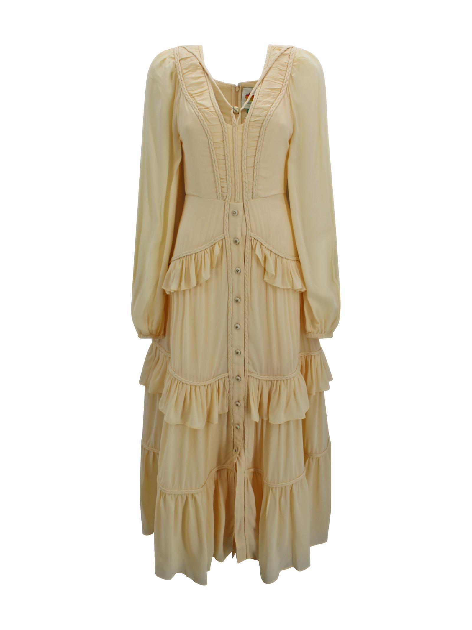 Abito maxi con ruches Butter Yellow Farm Rio 349155 L0032 
