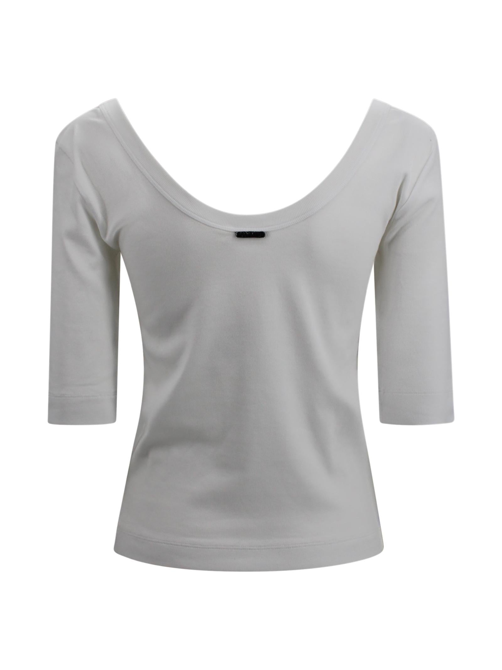 T-shirt con Scollo Ampio e Dettaglio Monile Brunello Cucinelli M0TC8FX220 C159 