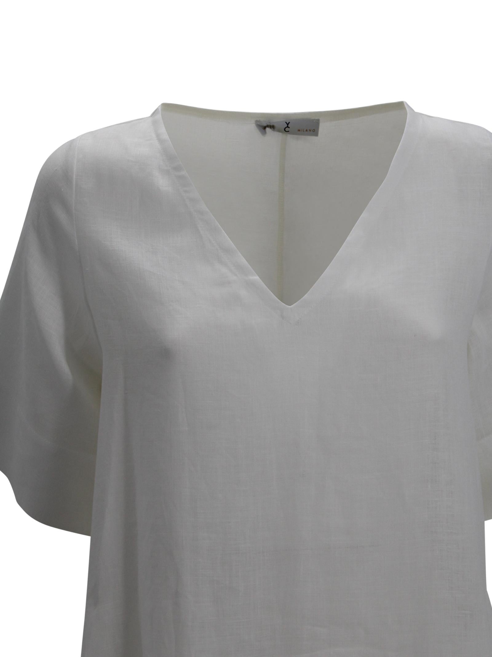 Abito Lungo in Lino con Scollo a V<BR/><BR/> Whyci WH1015 002 